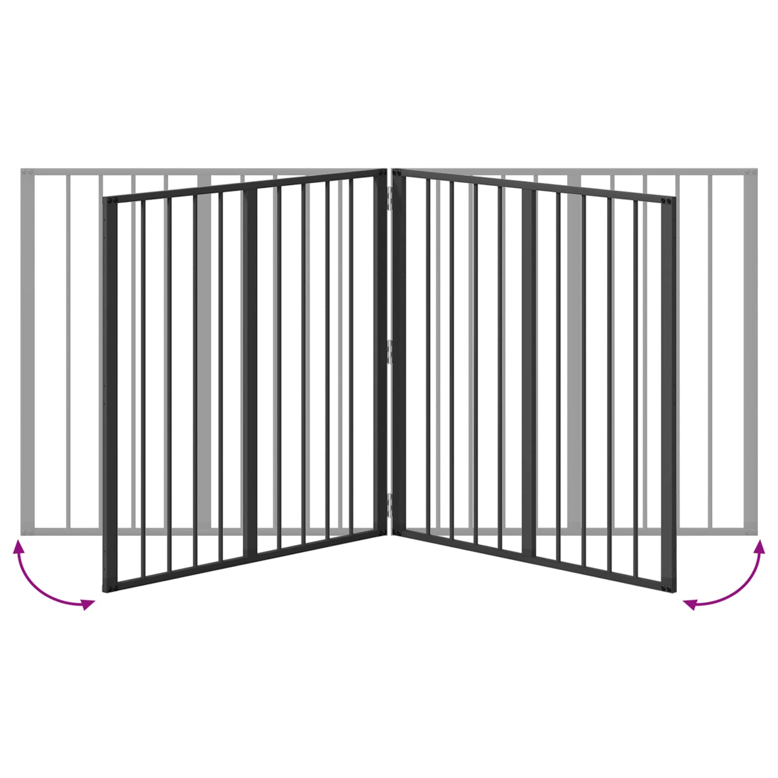 Πόρτα Σκύλου 4 pcs Μαύρο 80 x 80 cm Επικαλυμμένος Χάλυβας - Pakobazaar