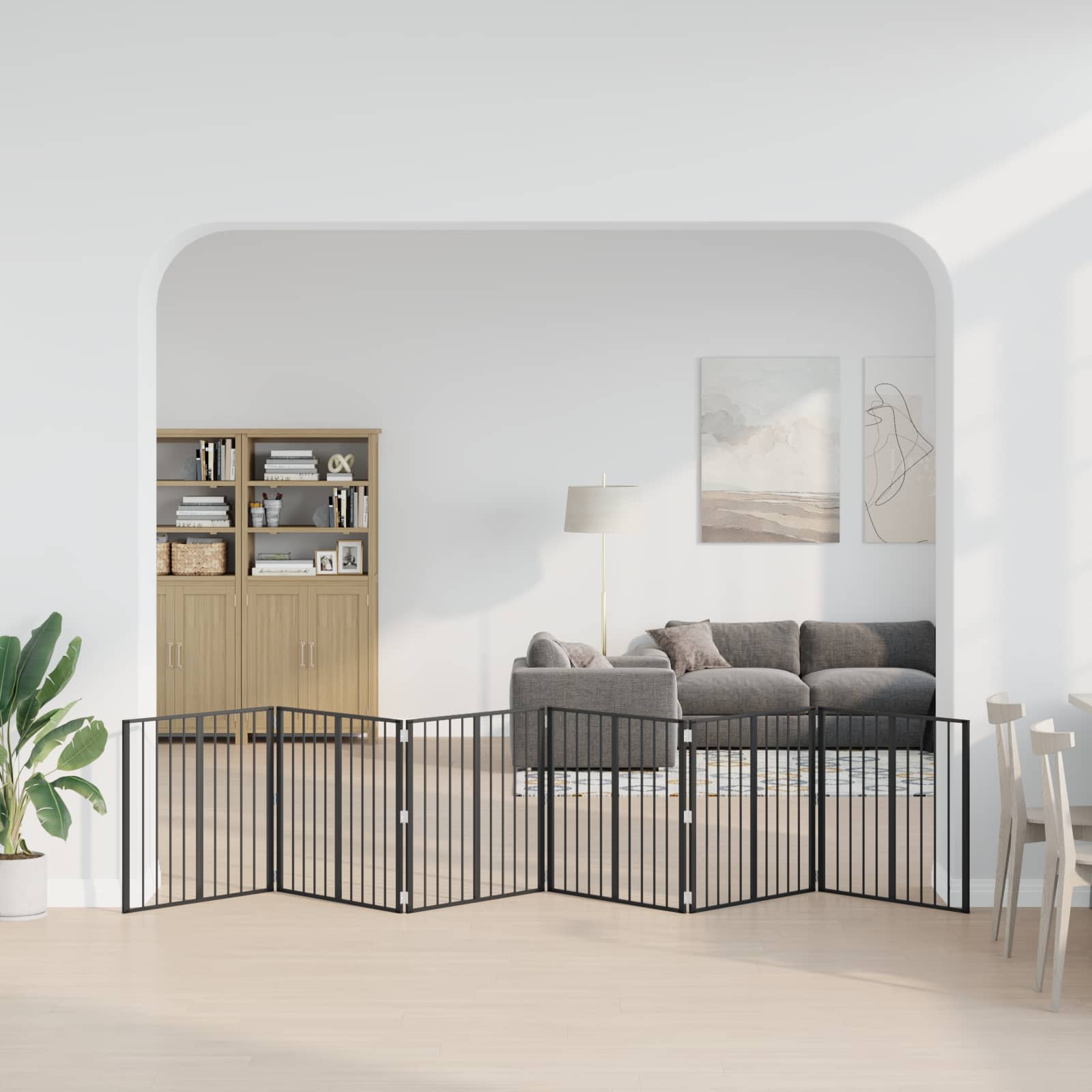 Πόρτα Σκύλου 6 pcs Μαύρο 80 x 80 cm Επικαλυμμένος Χάλυβας - Pakobazaar
