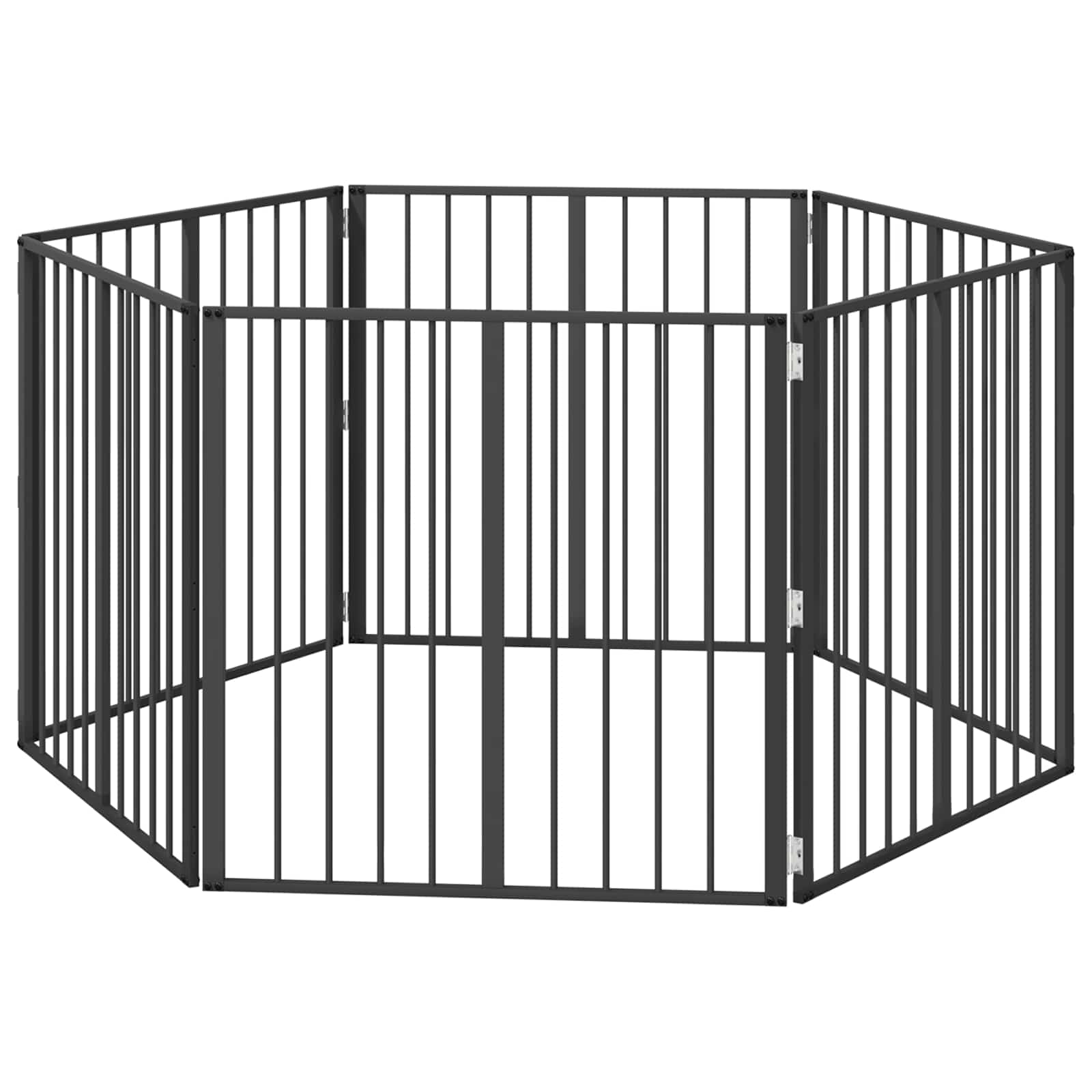 Πόρτα Σκύλου 6 pcs Μαύρο 80 x 80 cm Επικαλυμμένος Χάλυβας - Pakobazaar