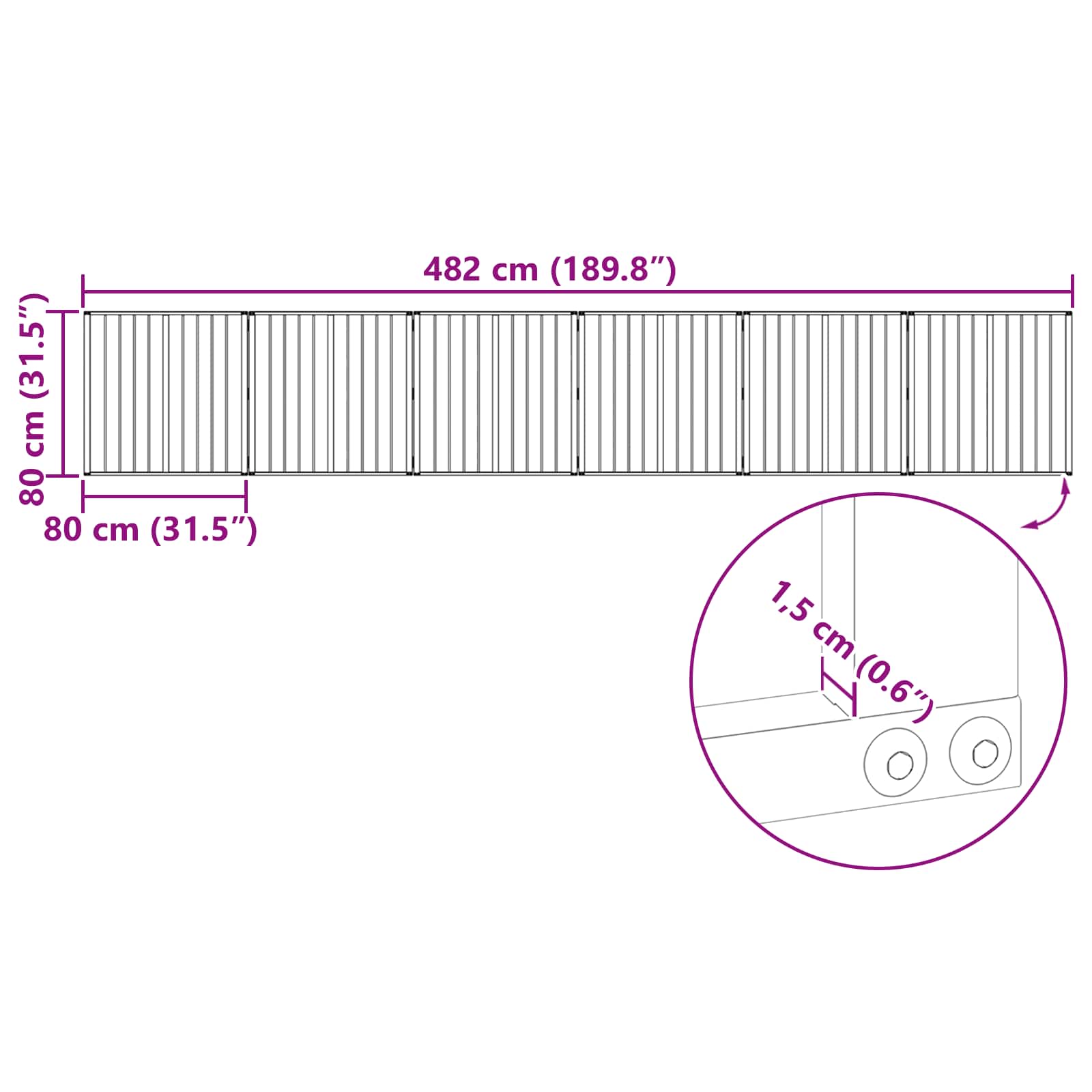 Πόρτα Σκύλου 6 pcs Μαύρο 80 x 80 cm Επικαλυμμένος Χάλυβας - Pakobazaar