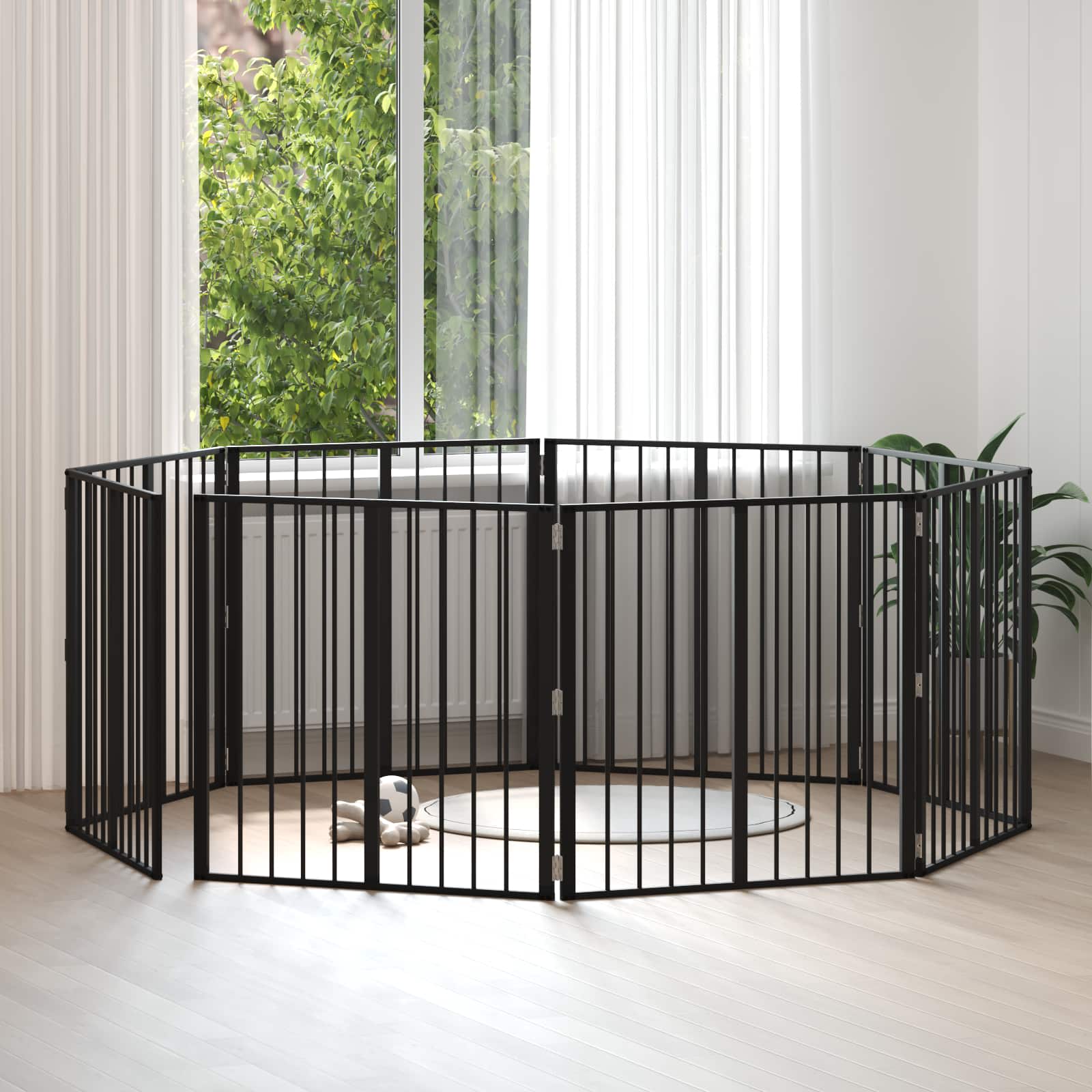 Πόρτα Σκύλου 8 pcs Μαύρο 80 x 80 cm Επικαλυμμένος Χάλυβας - Pakobazaar