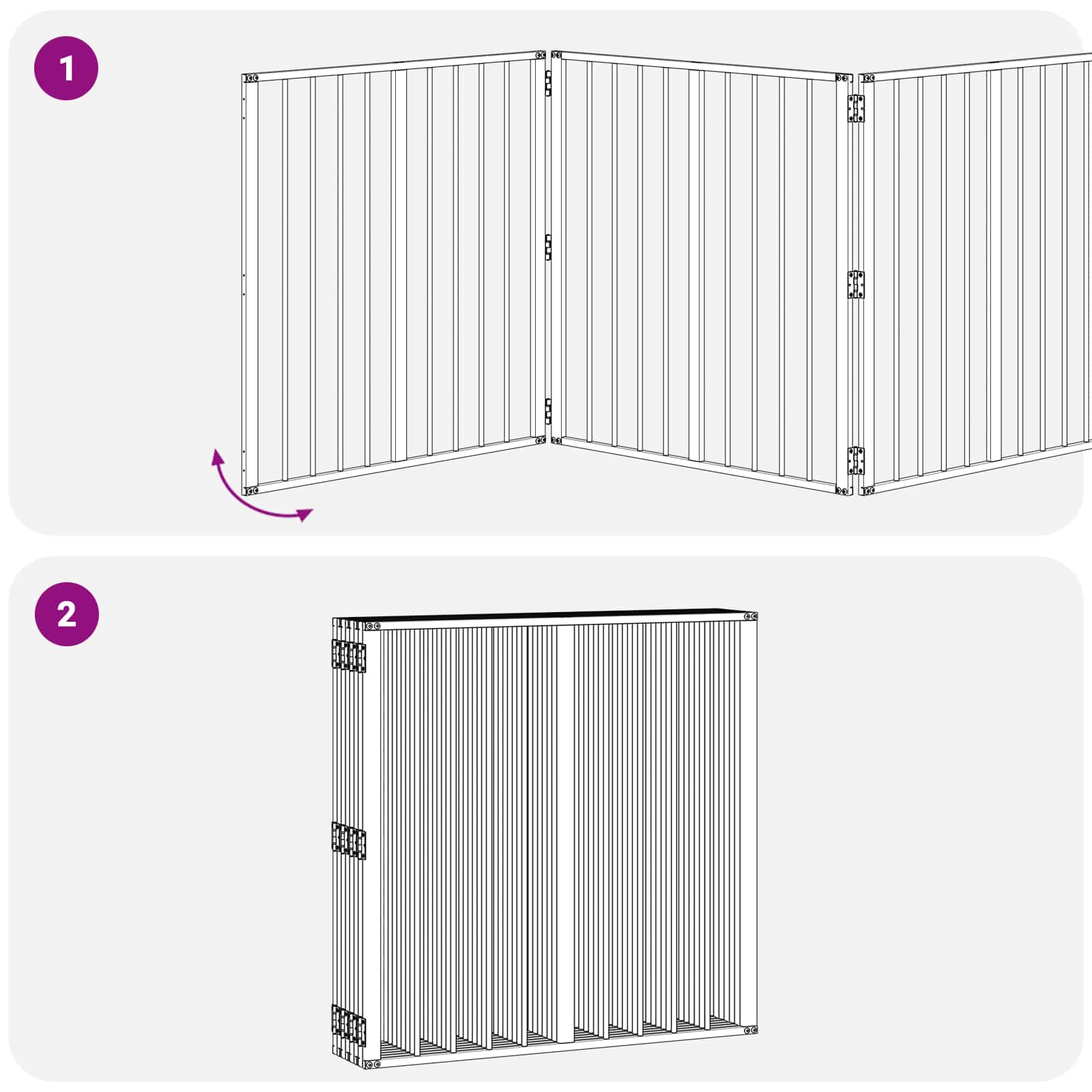 Πόρτα Σκύλου 8 pcs Μαύρο 80 x 80 cm Επικαλυμμένος Χάλυβας - Pakobazaar