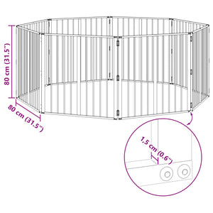 Πόρτα Σκύλου 8 pcs Μαύρο 80 x 80 cm Επικαλυμμένος Χάλυβας - Pakobazaar