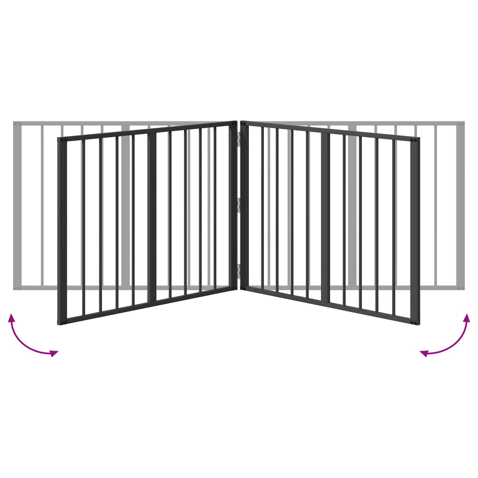 Πόρτα Σκύλου 4 pcs Μαύρο 80 x 60 cm Επικαλυμμένος Χάλυβας - Pakobazaar