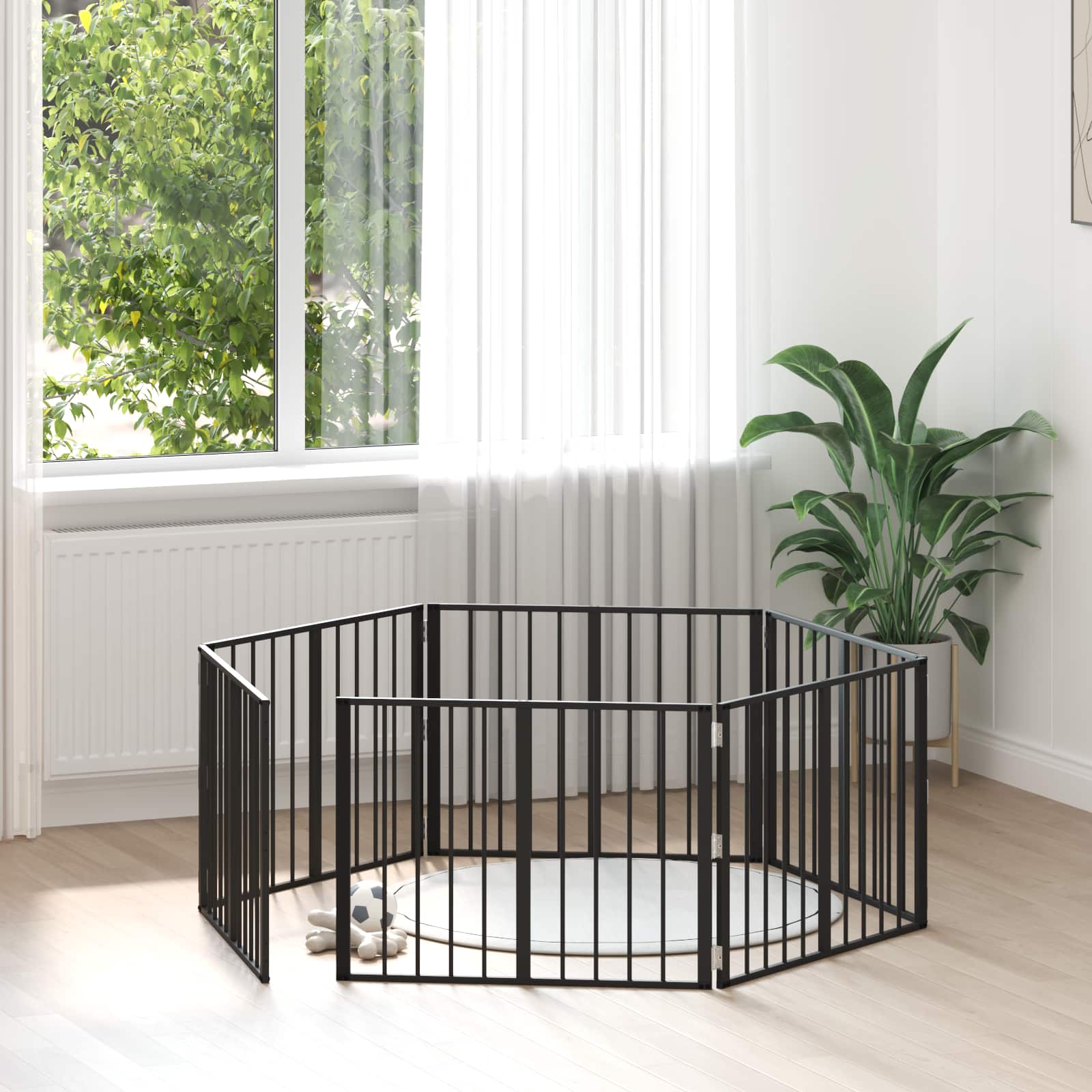 Πόρτα Σκύλου 6 pcs Μαύρο 80 x 60 cm Επικαλυμμένος Χάλυβας - Pakobazaar