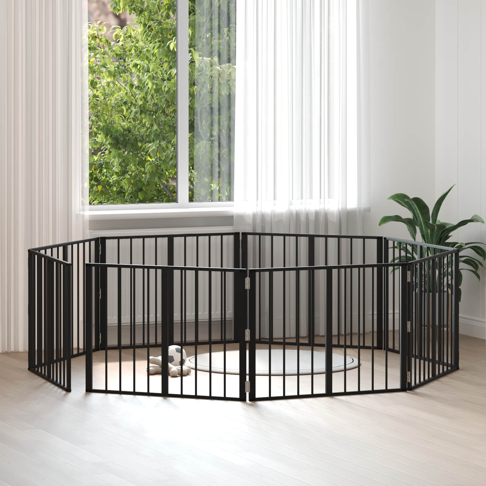 Πόρτα Σκύλου 8 pcs Μαύρο 80 x 60 cm Επικαλυμμένος Χάλυβας - Pakobazaar