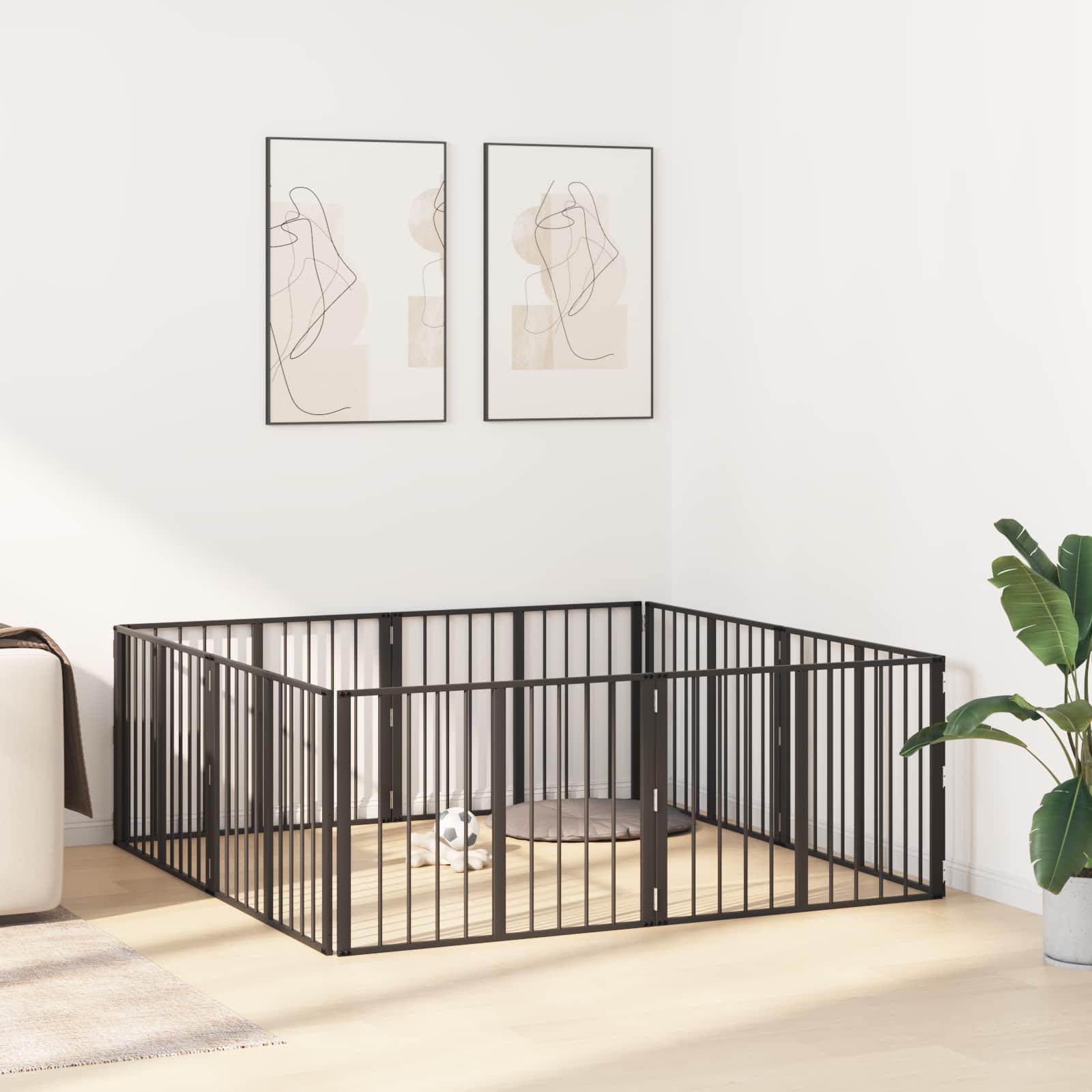 Πόρτα Σκύλου 8 pcs Μαύρο 80 x 60 cm Επικαλυμμένος Χάλυβας - Pakobazaar