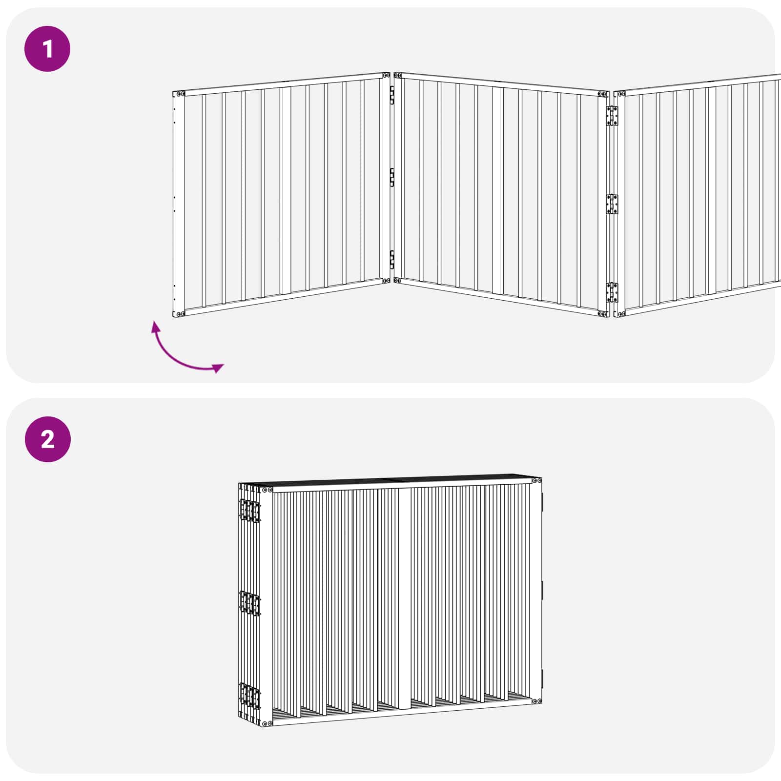 Πόρτα Σκύλου 8 pcs Μαύρο 80 x 60 cm Επικαλυμμένος Χάλυβας - Pakobazaar