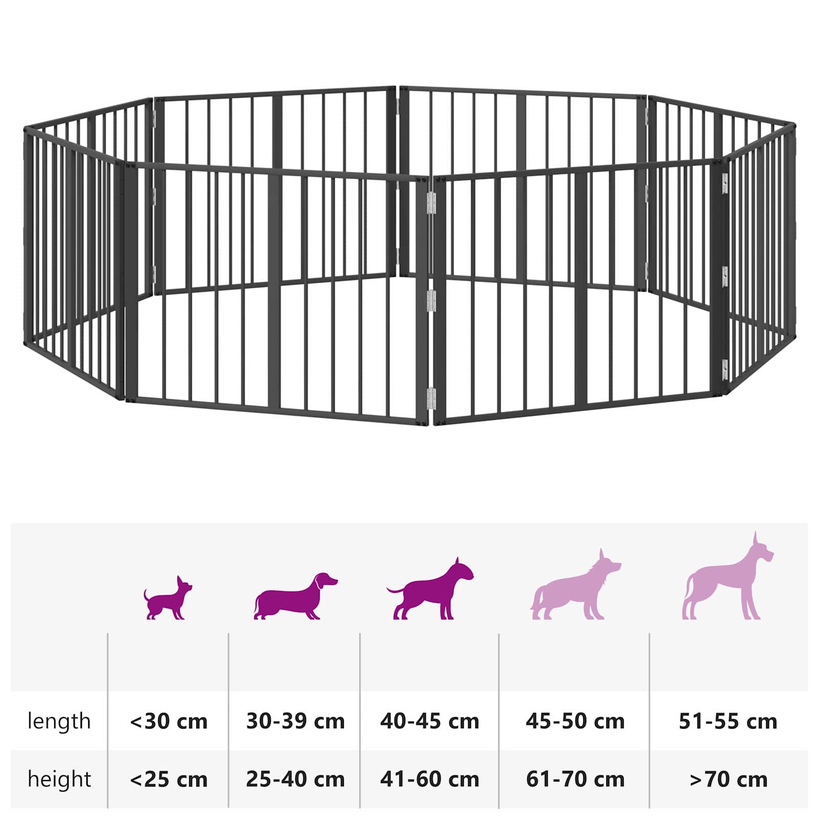 Πόρτα Σκύλου 8 pcs Μαύρο 80 x 60 cm Επικαλυμμένος Χάλυβας - Pakobazaar
