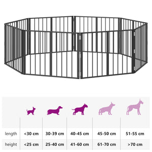 Πόρτα Σκύλου 8 pcs Μαύρο 80 x 60 cm Επικαλυμμένος Χάλυβας - Pakobazaar