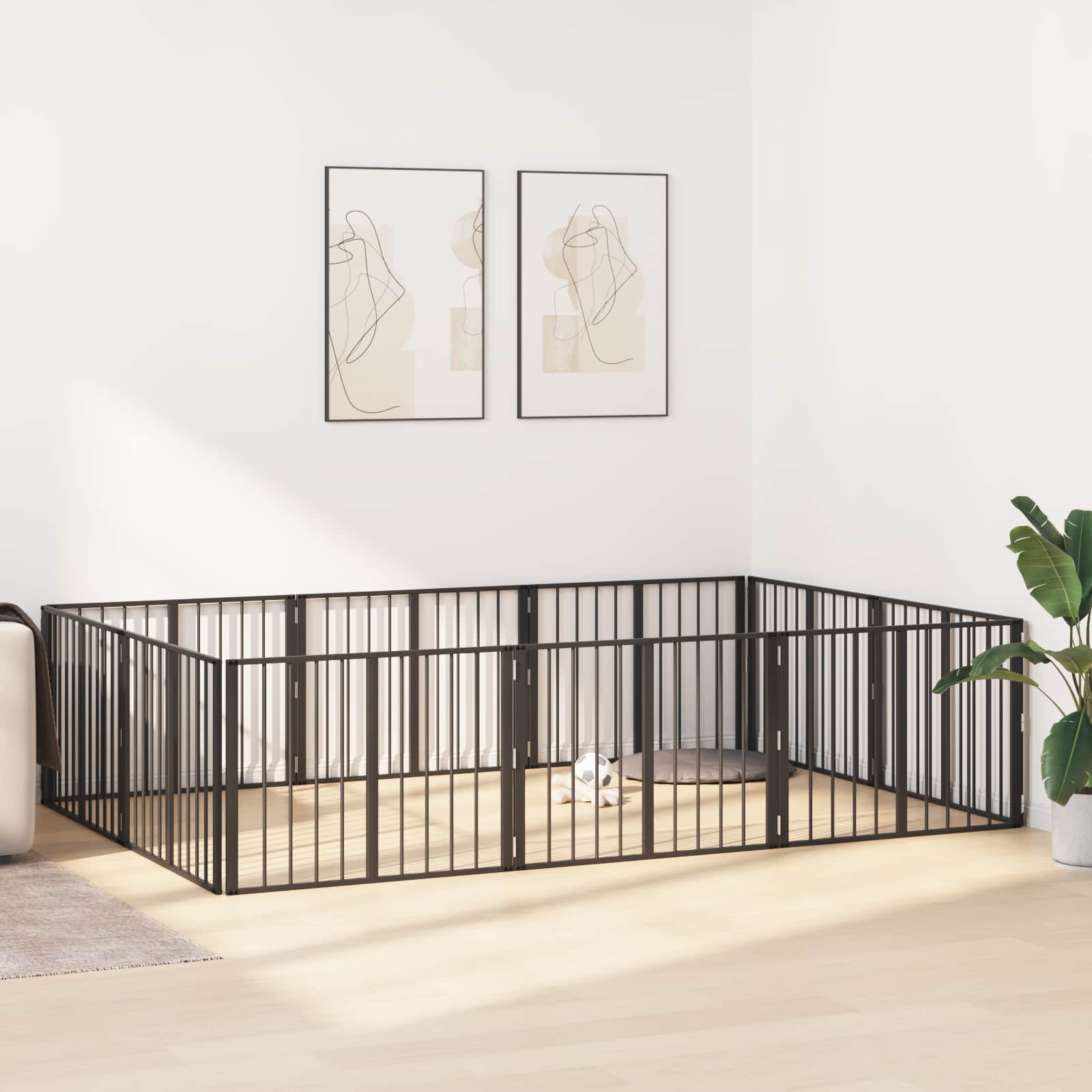 Πόρτα Σκύλου 10 pcs Μαύρο 80 x 60 cm Επικαλυμμένος Χάλυβας - Pakobazaar