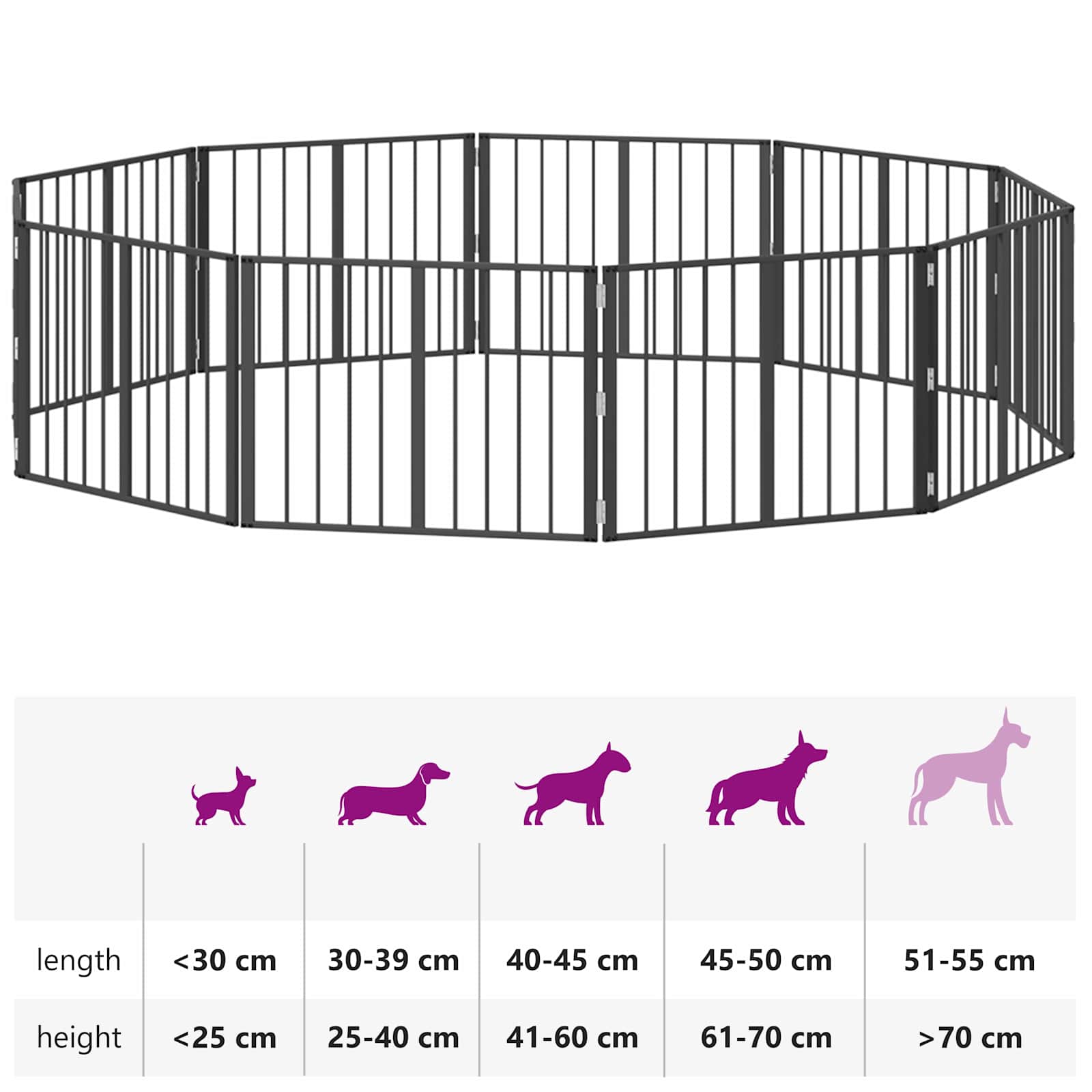 Πόρτα Σκύλου 10 pcs Μαύρο 80 x 60 cm Επικαλυμμένος Χάλυβας - Pakobazaar