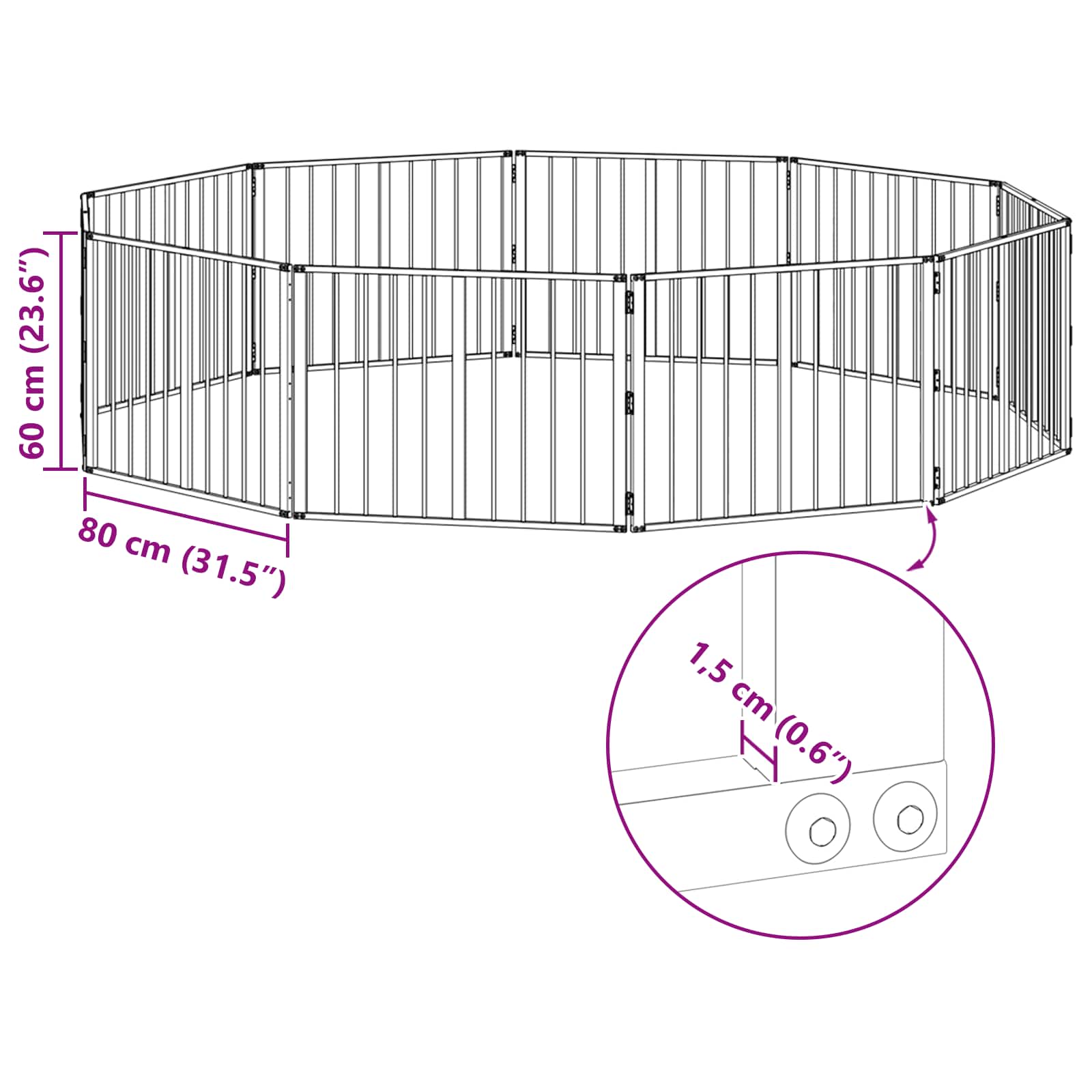 Πόρτα Σκύλου 10 pcs Μαύρο 80 x 60 cm Επικαλυμμένος Χάλυβας - Pakobazaar