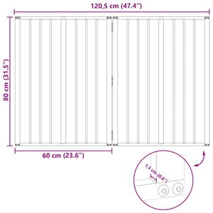 Πόρτα Σκύλου 2 pcs Μαύρο 60 x 80 cm Επικαλυμμένος Χάλυβας - Pakobazaar