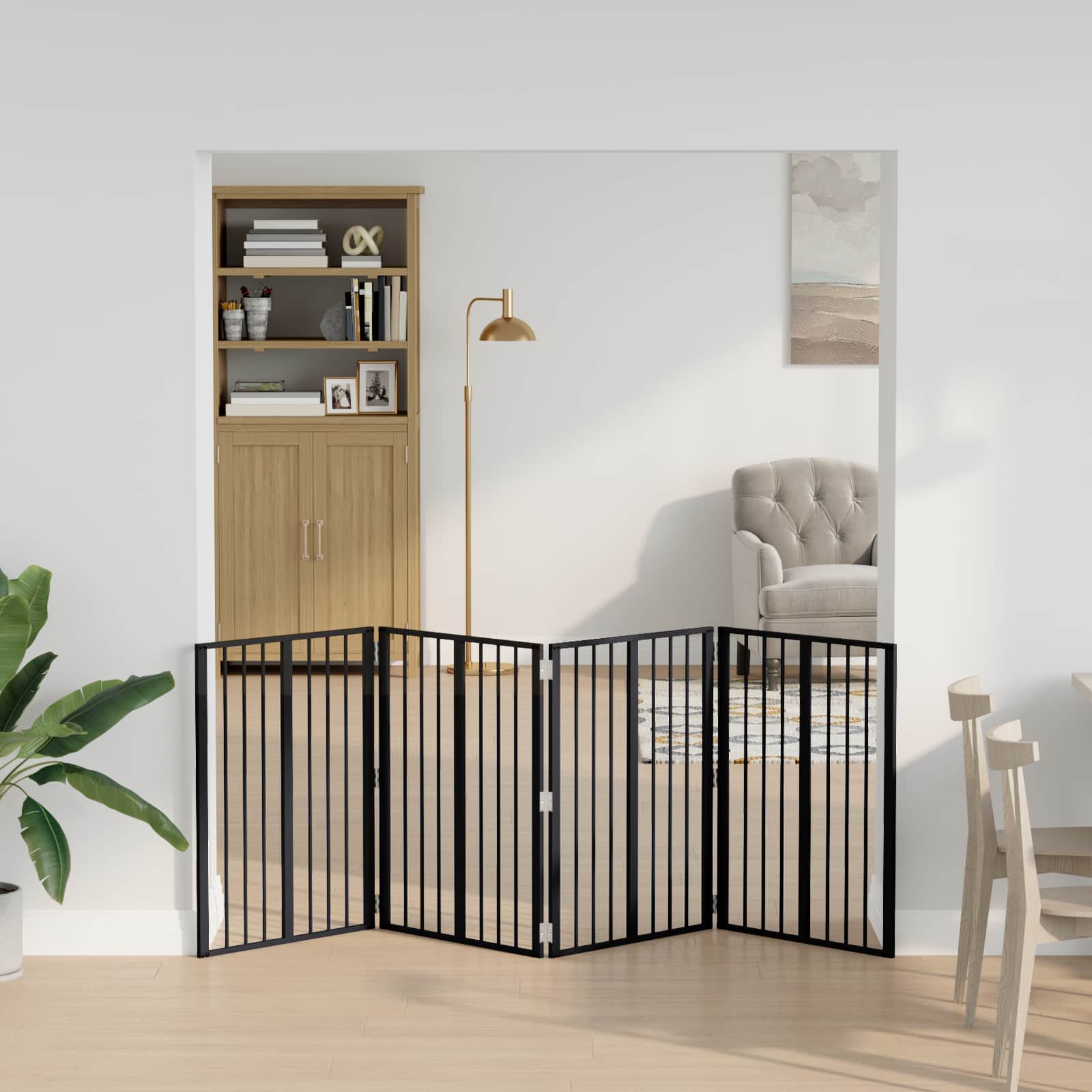 Πόρτα Σκύλου 4 pcs Μαύρο 60 x 80 cm Επικαλυμμένος Χάλυβας - Pakobazaar