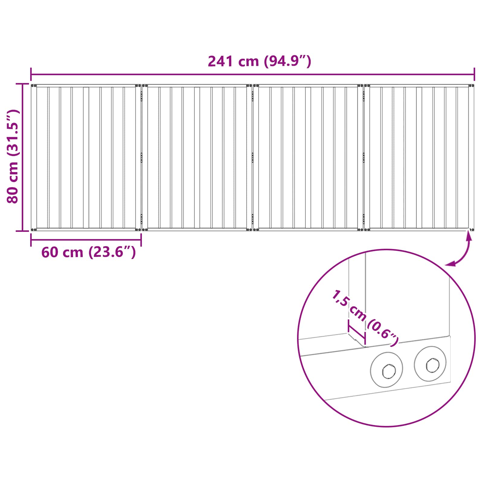 Πόρτα Σκύλου 4 pcs Μαύρο 60 x 80 cm Επικαλυμμένος Χάλυβας - Pakobazaar