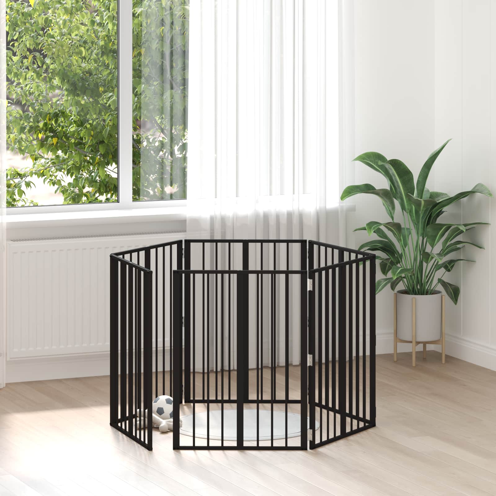 Πόρτα Σκύλου 6 pcs Μαύρο 60 x 80 cm Επικαλυμμένος Χάλυβας - Pakobazaar