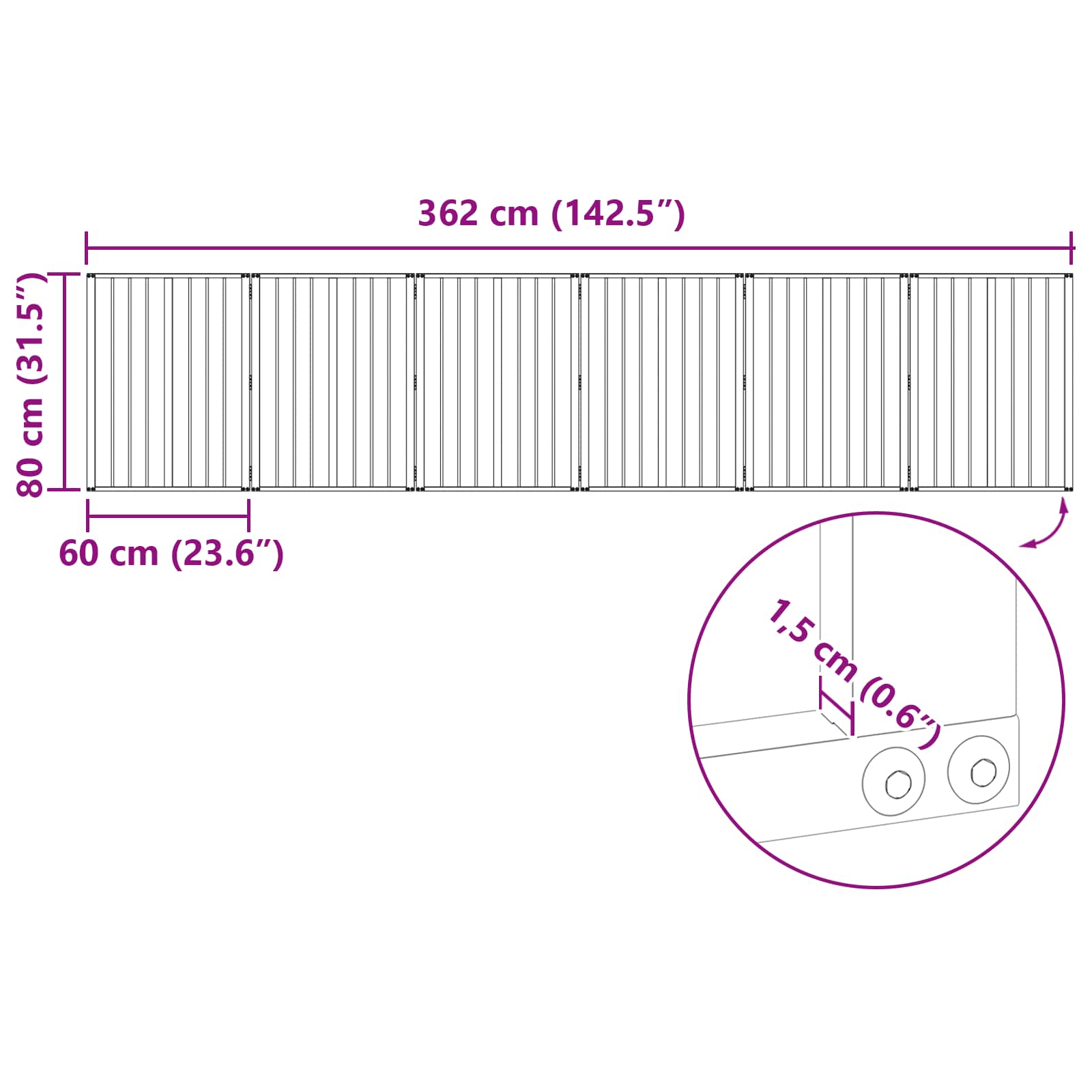 Πόρτα Σκύλου 6 pcs Μαύρο 60 x 80 cm Επικαλυμμένος Χάλυβας - Pakobazaar