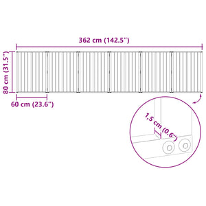 Πόρτα Σκύλου 6 pcs Μαύρο 60 x 80 cm Επικαλυμμένος Χάλυβας - Pakobazaar