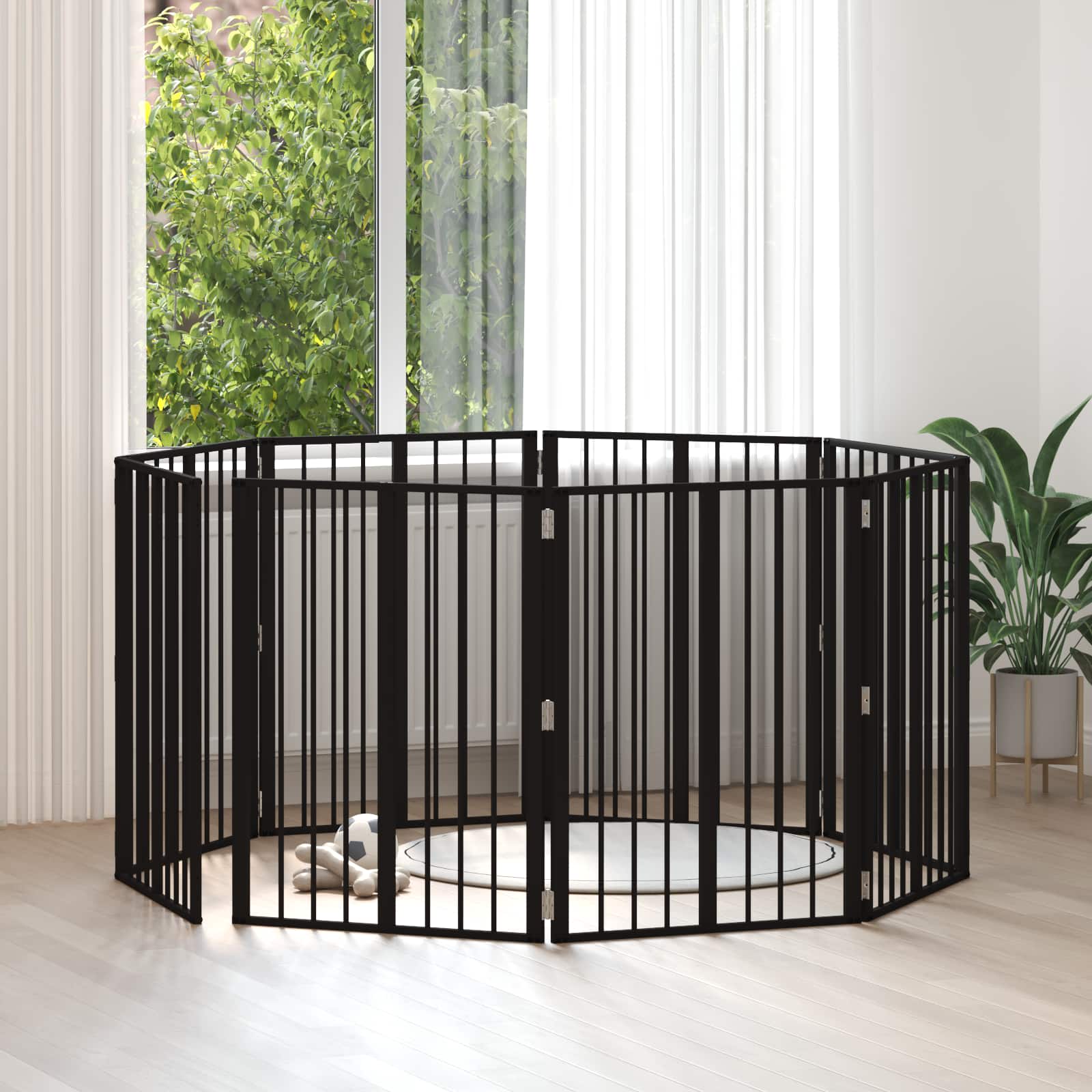 Πόρτα Σκύλου 8 pcs Μαύρο 60 x 80 cm Επικαλυμμένος Χάλυβας - Pakobazaar