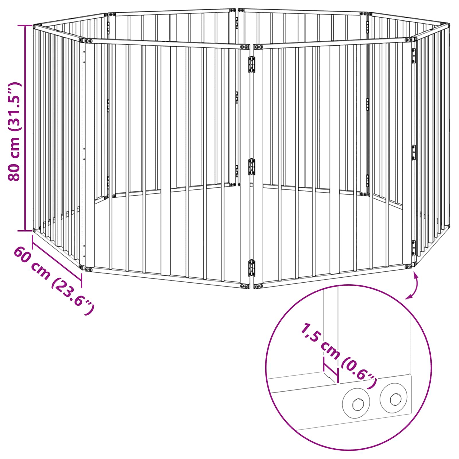 Πόρτα Σκύλου 8 pcs Μαύρο 60 x 80 cm Επικαλυμμένος Χάλυβας - Pakobazaar
