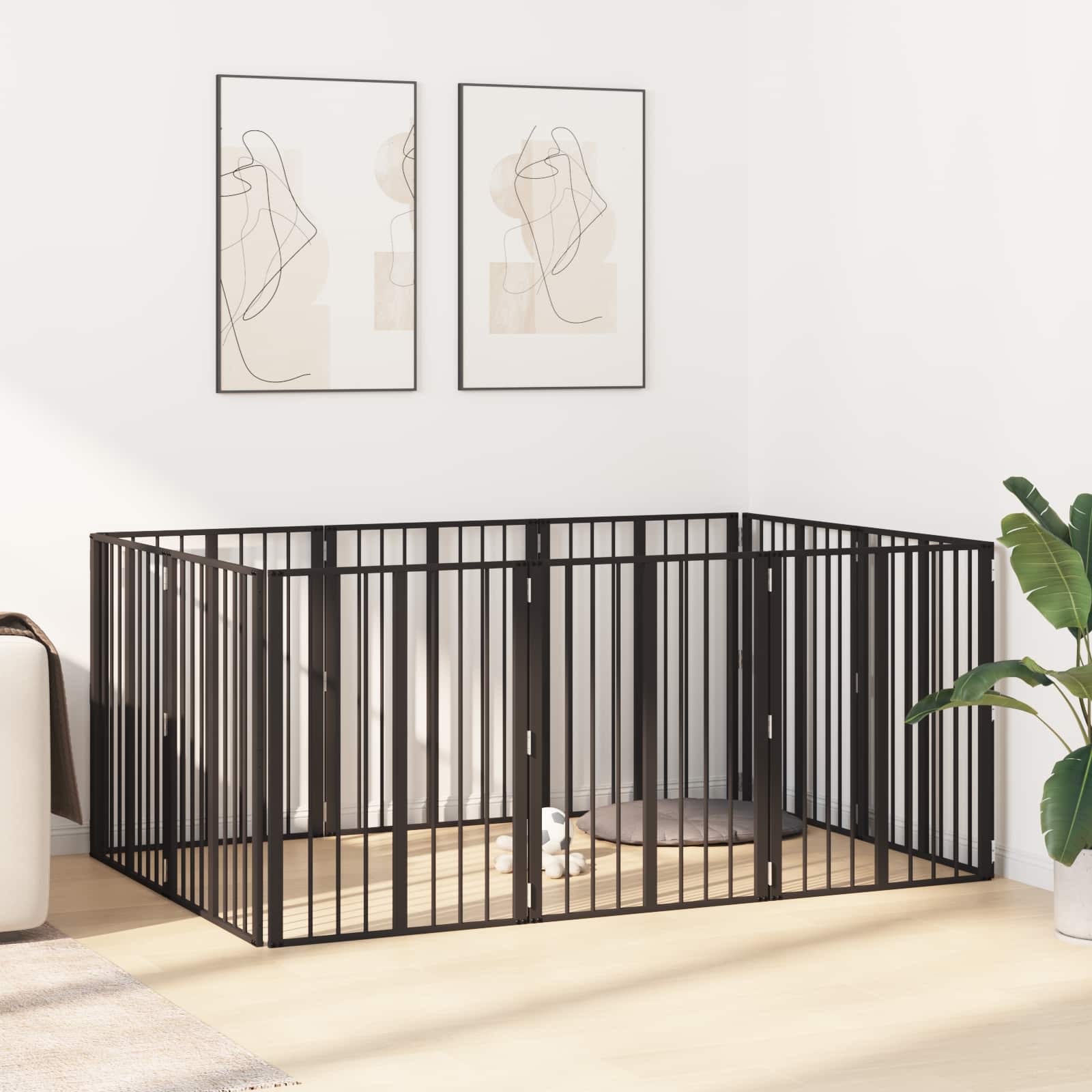 Πόρτα Σκύλου 10 pcs Μαύρο 60 x 80 cm Επικαλυμμένος Χάλυβας - Pakobazaar