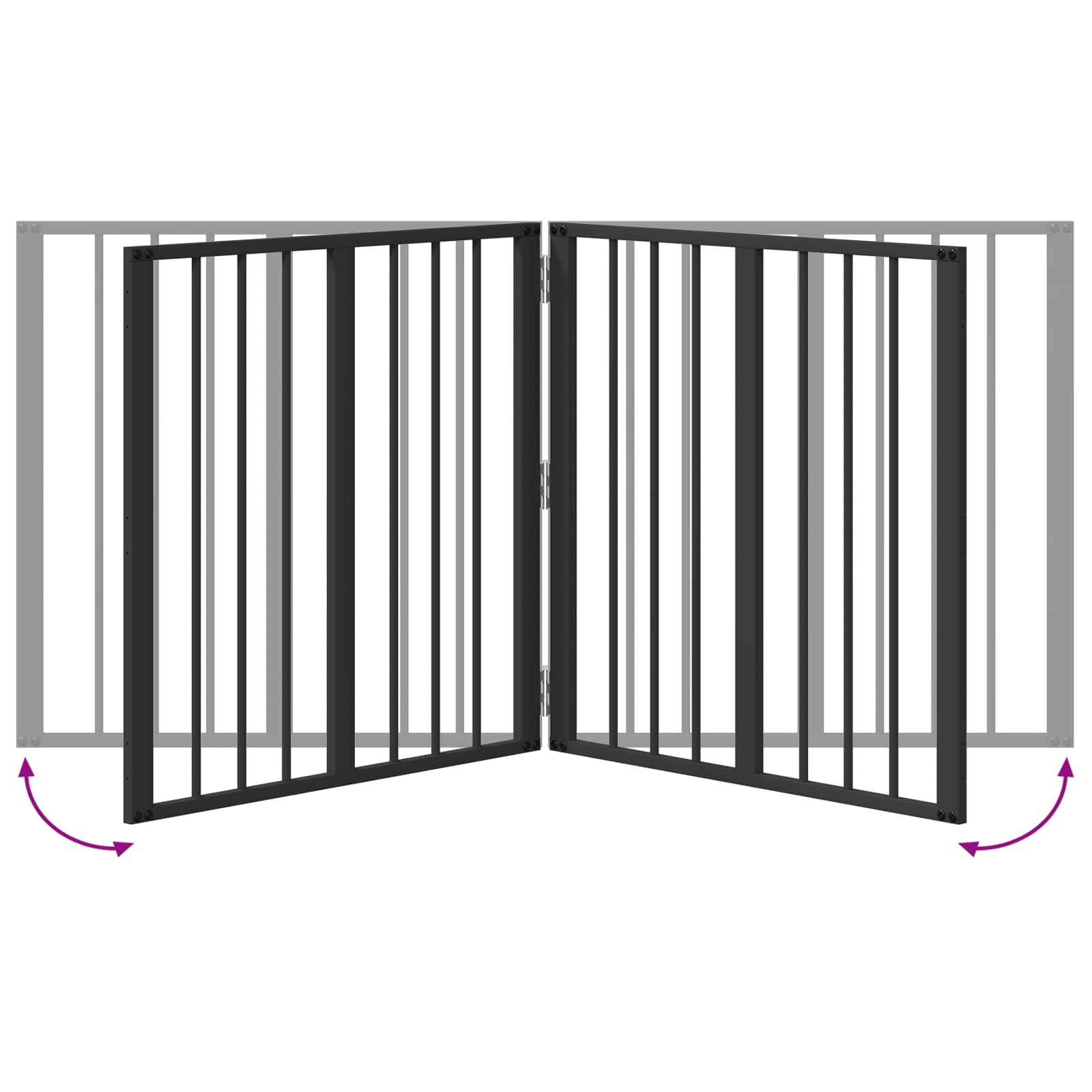 Πόρτα Σκύλου 2 pcs Μαύρο 60 x 60 cm Επικαλυμμένος Χάλυβας - Pakobazaar