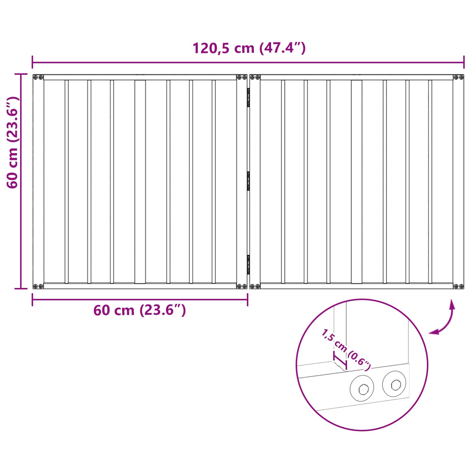 Πόρτα Σκύλου 2 pcs Μαύρο 60 x 60 cm Επικαλυμμένος Χάλυβας - Pakobazaar