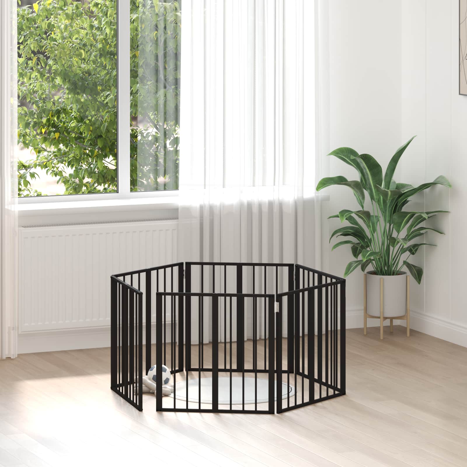 Πόρτα Σκύλου 6 pcs Μαύρο 60 x 60 cm Επικαλυμμένος Χάλυβας - Pakobazaar