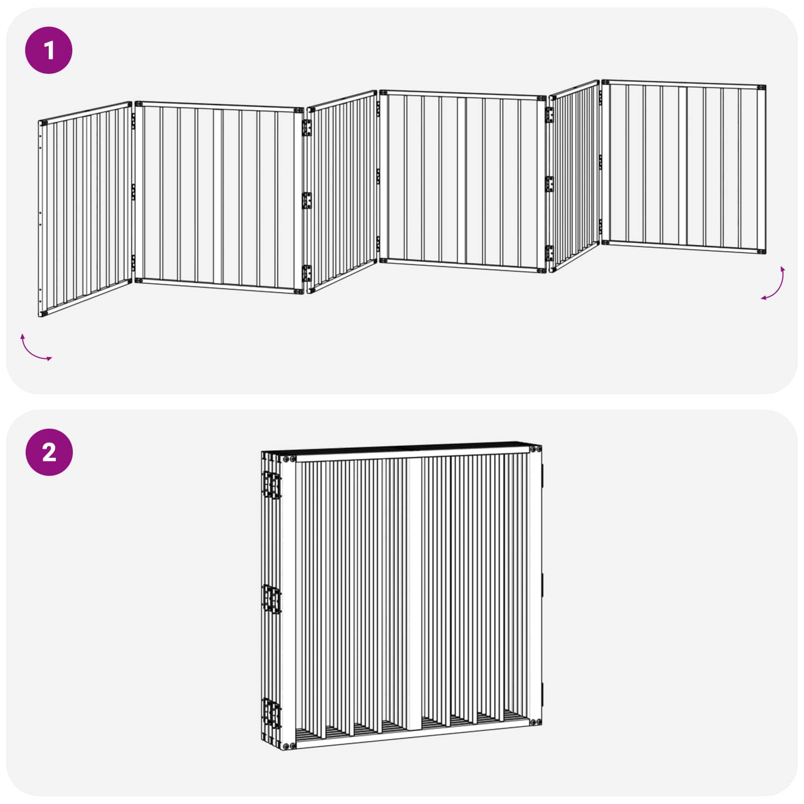 Πόρτα Σκύλου 6 pcs Μαύρο 60 x 60 cm Επικαλυμμένος Χάλυβας - Pakobazaar