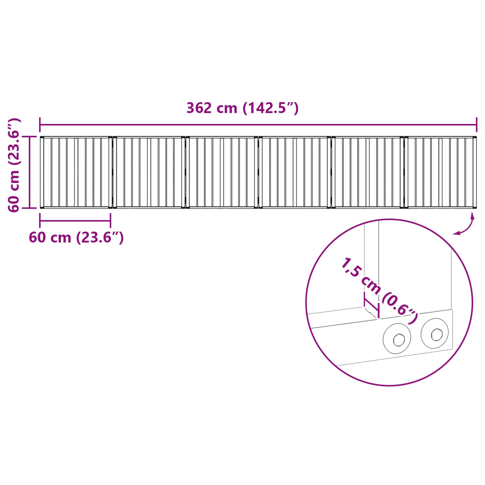Πόρτα Σκύλου 6 pcs Μαύρο 60 x 60 cm Επικαλυμμένος Χάλυβας - Pakobazaar