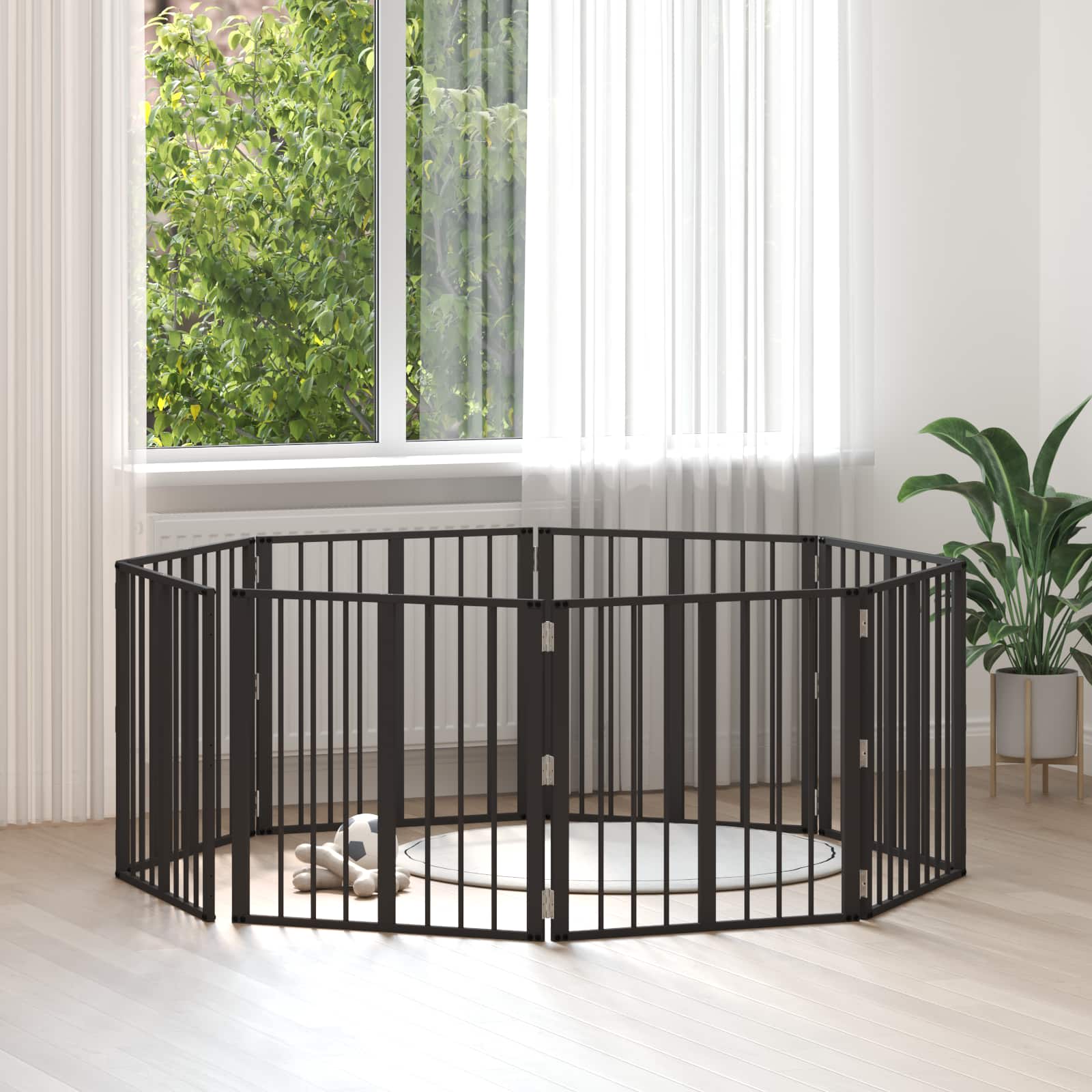Πόρτα Σκύλου 8 pcs Μαύρο 60 x 60 cm Επικαλυμμένος Χάλυβας - Pakobazaar