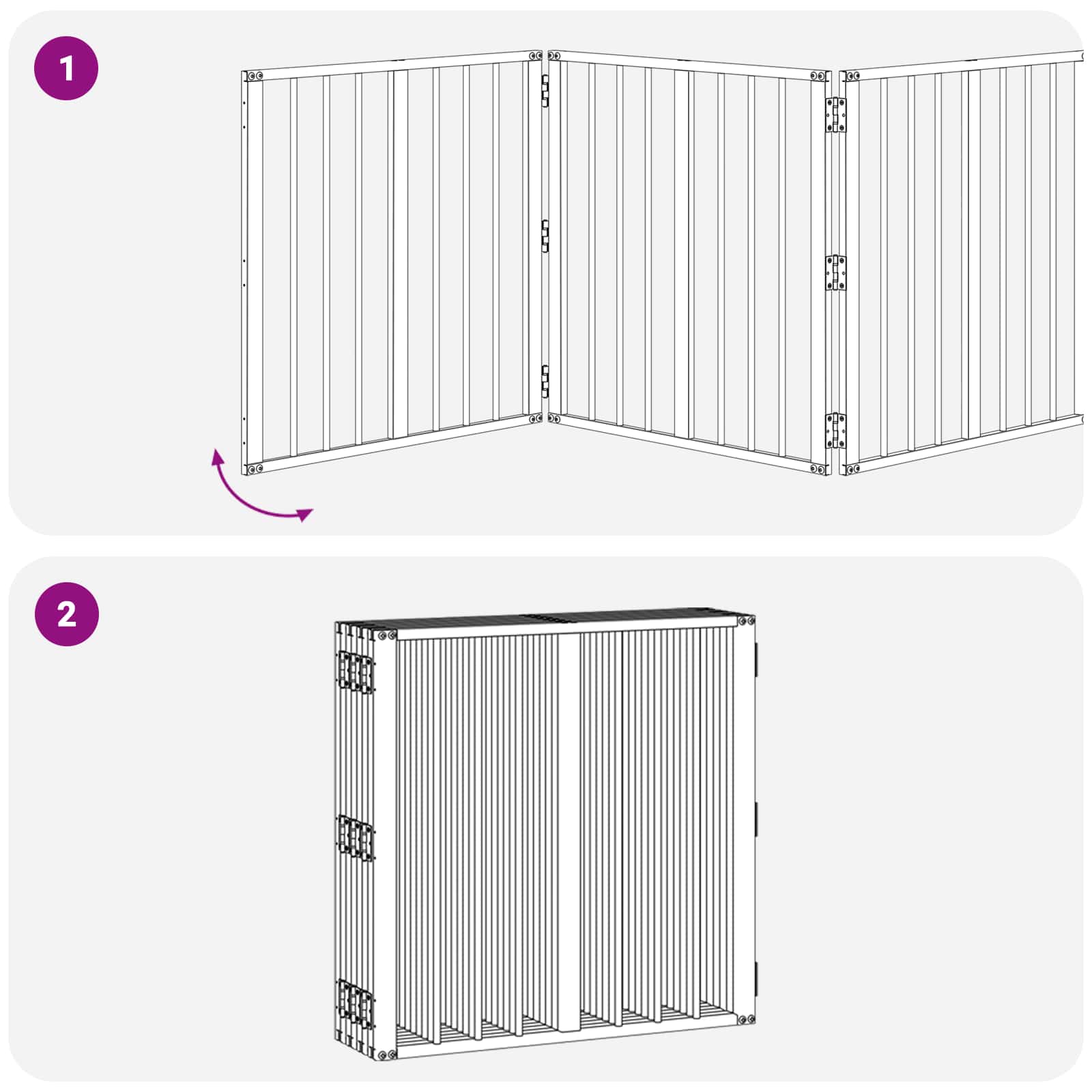 Πόρτα Σκύλου 8 pcs Μαύρο 60 x 60 cm Επικαλυμμένος Χάλυβας - Pakobazaar