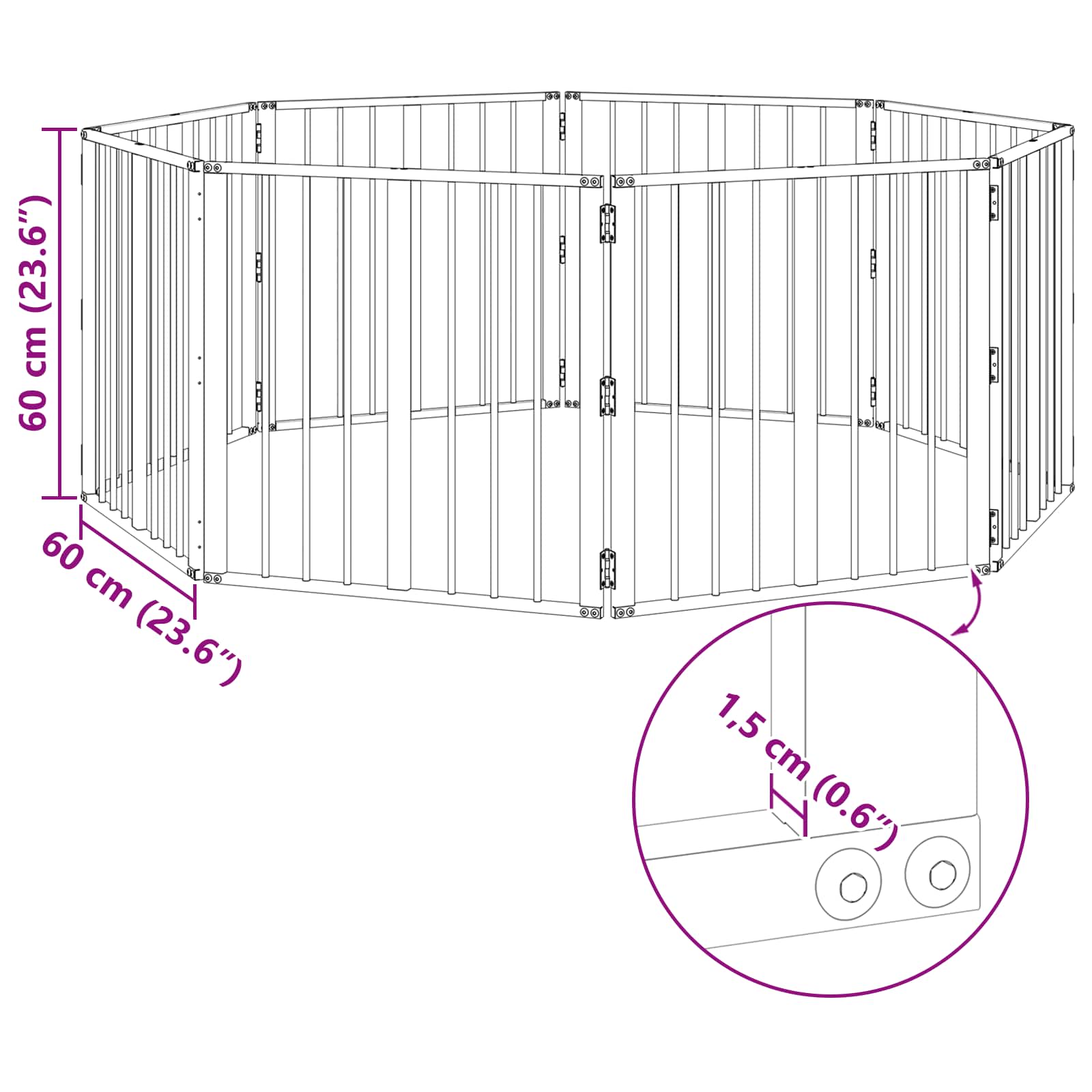 Πόρτα Σκύλου 8 pcs Μαύρο 60 x 60 cm Επικαλυμμένος Χάλυβας - Pakobazaar