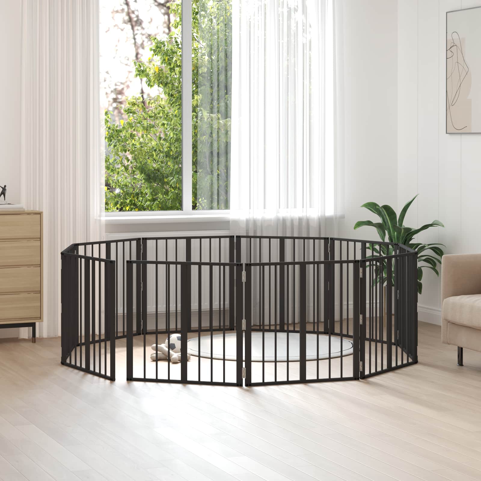 Πόρτα Σκύλου 10 pcs Μαύρο 60 x 60 cm Επικαλυμμένος Χάλυβας - Pakobazaar