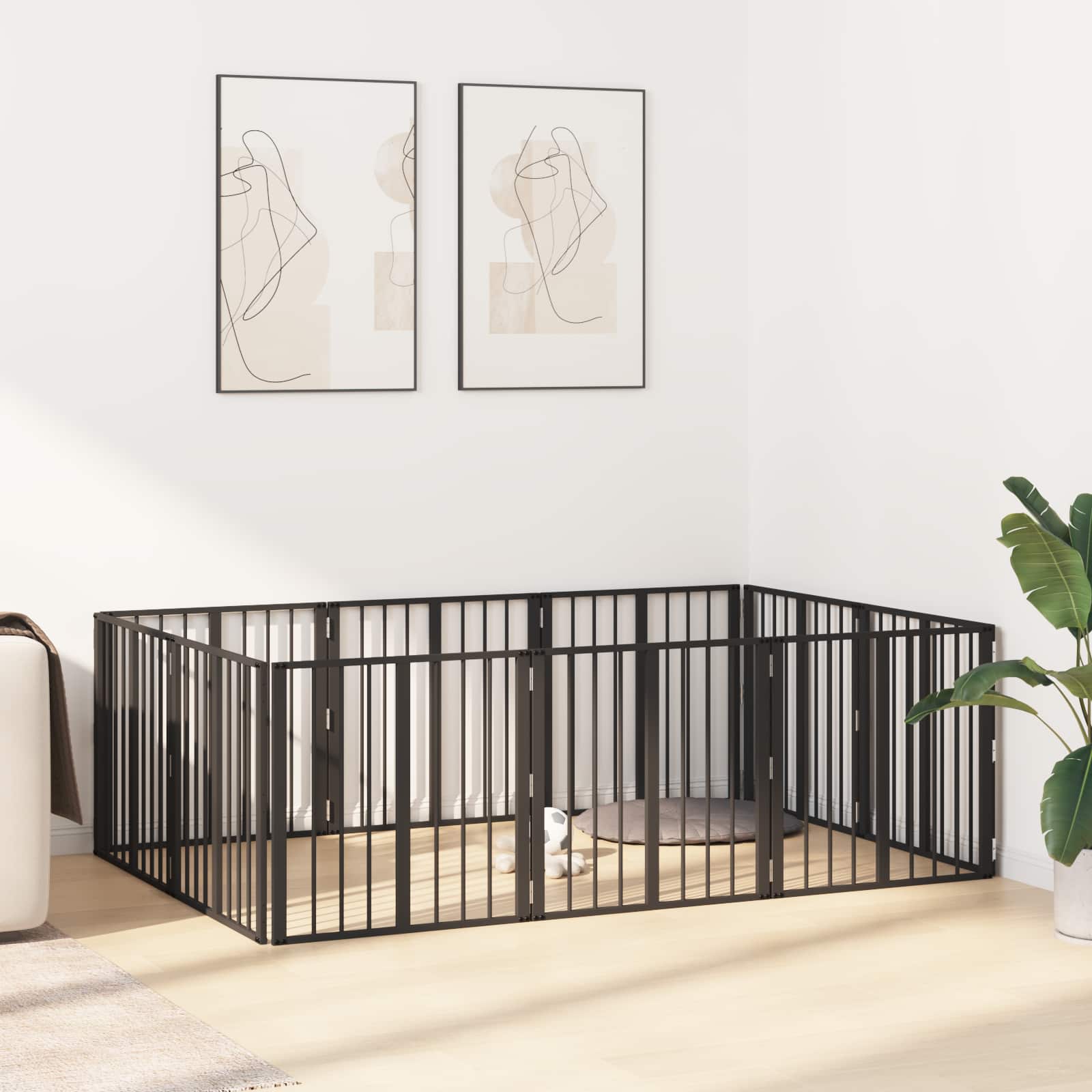 Πόρτα Σκύλου 10 pcs Μαύρο 60 x 60 cm Επικαλυμμένος Χάλυβας - Pakobazaar