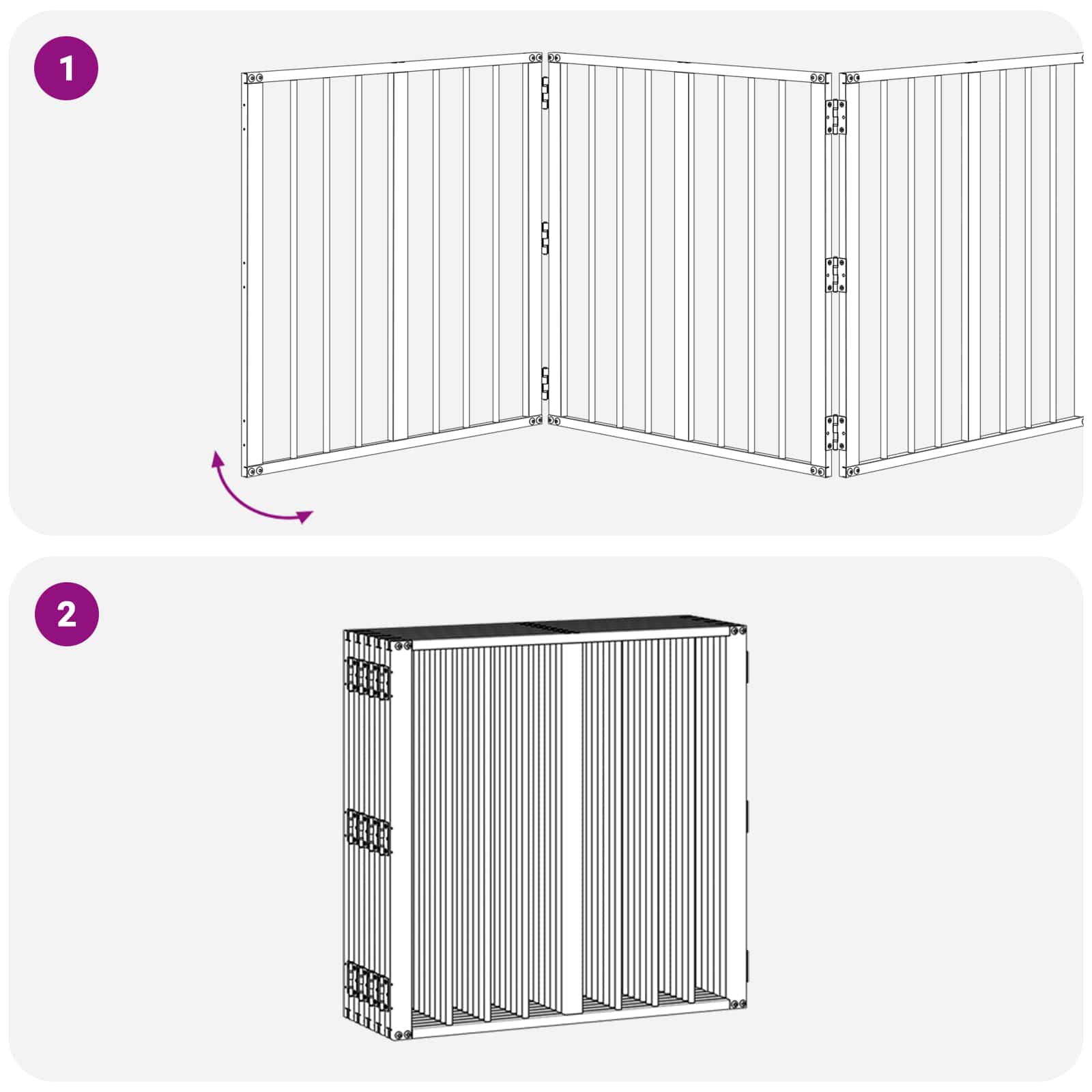 Πόρτα Σκύλου 10 pcs Μαύρο 60 x 60 cm Επικαλυμμένος Χάλυβας - Pakobazaar