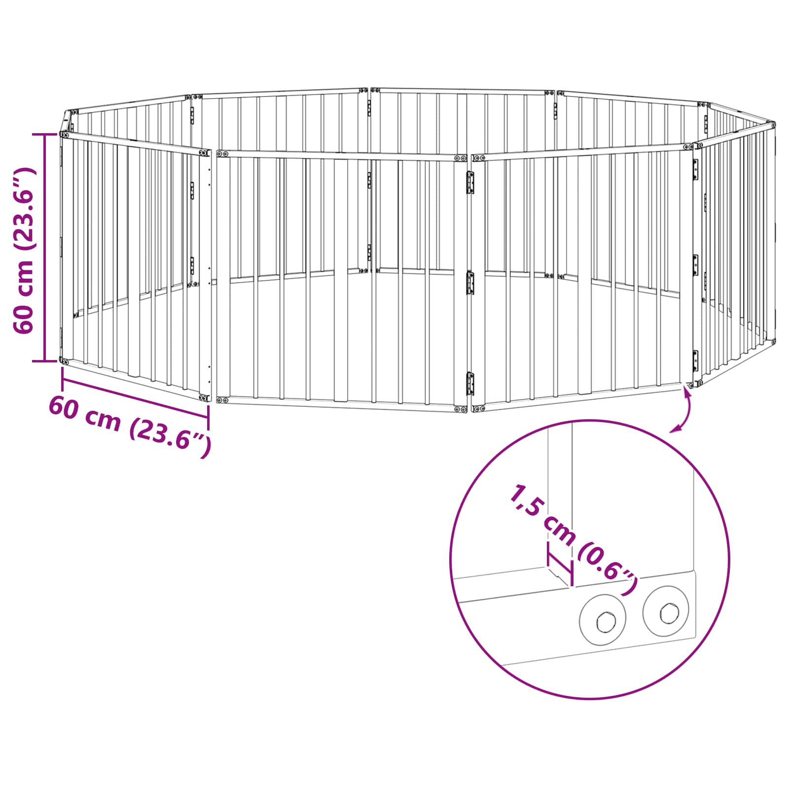 Πόρτα Σκύλου 10 pcs Μαύρο 60 x 60 cm Επικαλυμμένος Χάλυβας - Pakobazaar