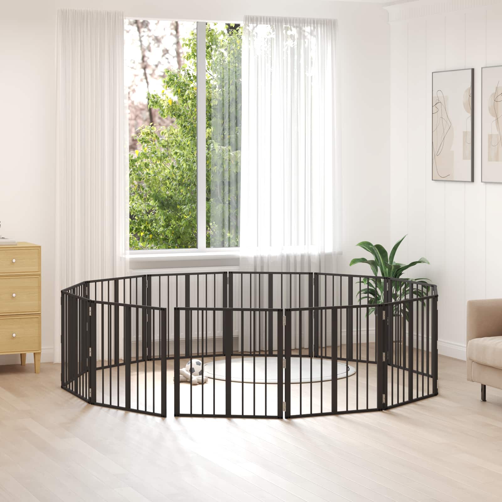 Πόρτα Σκύλου 12 pcs Μαύρο 60 x 60 cm Επικαλυμμένος Χάλυβας - Pakobazaar