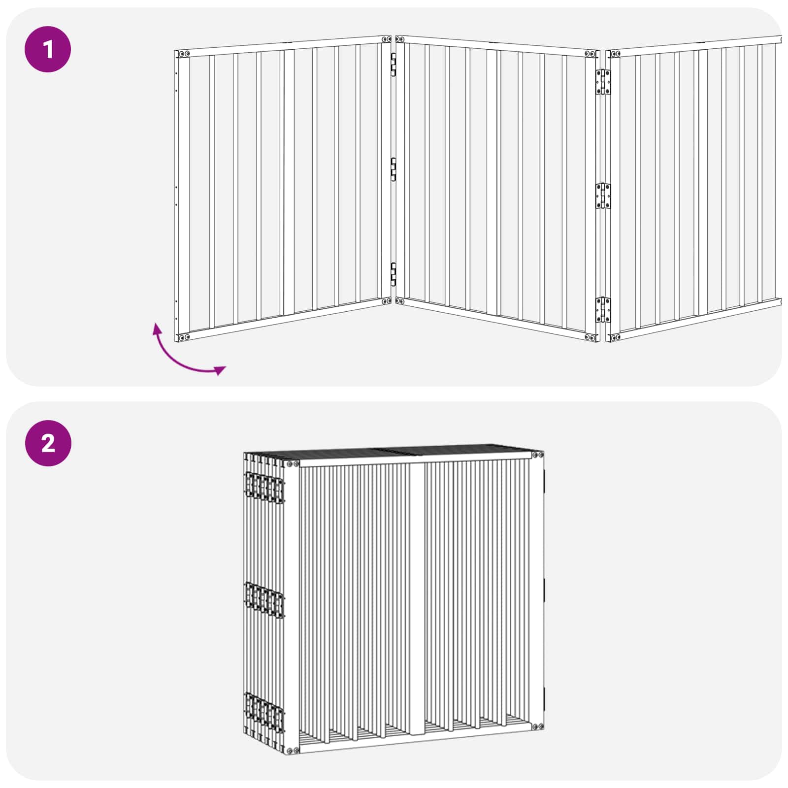 Πόρτα Σκύλου 12 pcs Μαύρο 60 x 60 cm Επικαλυμμένος Χάλυβας - Pakobazaar