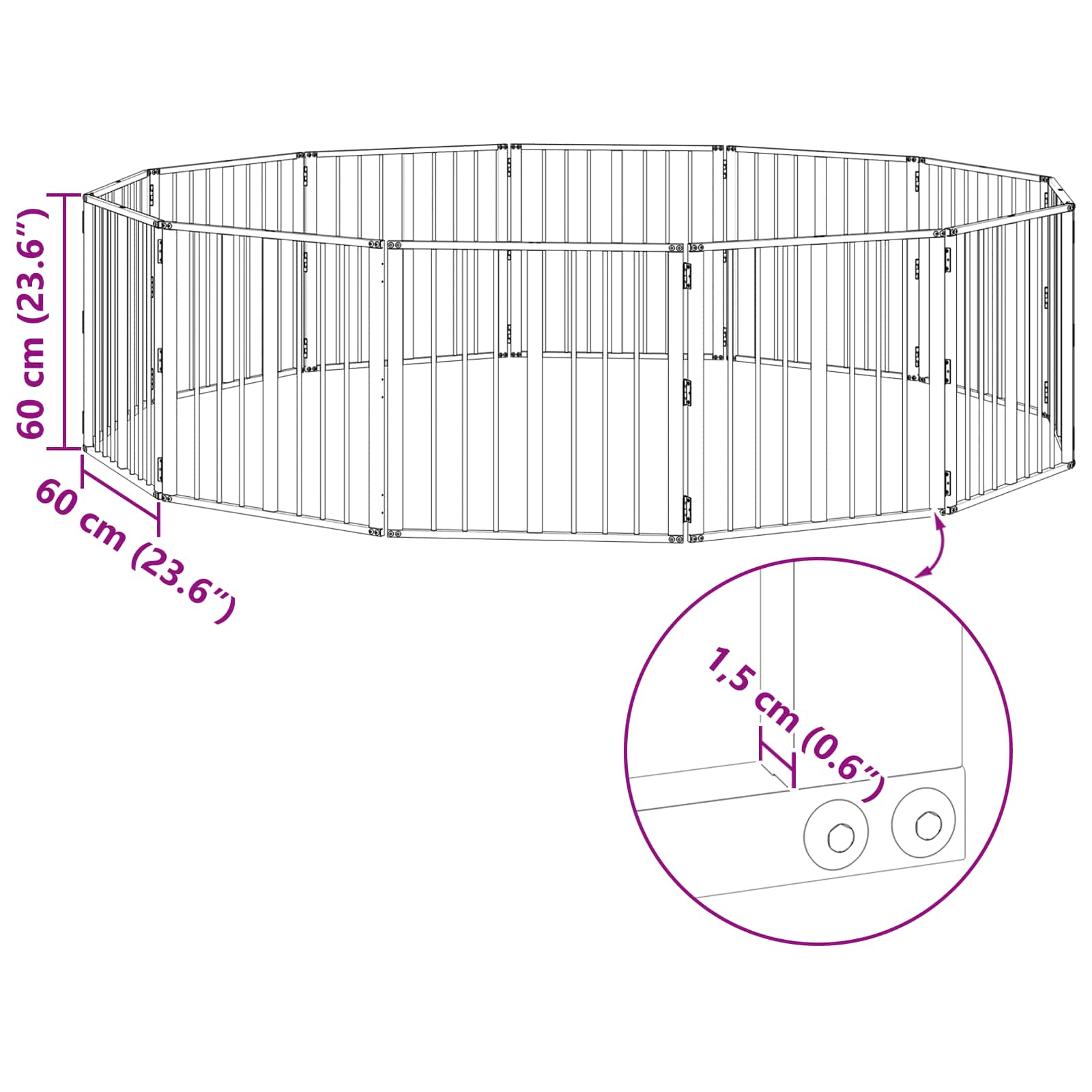 Πόρτα Σκύλου 12 pcs Μαύρο 60 x 60 cm Επικαλυμμένος Χάλυβας - Pakobazaar