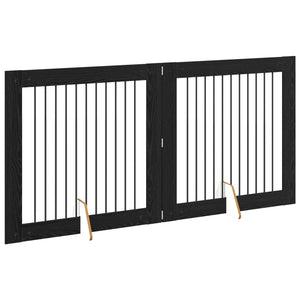 Πύλη Σκύλου με Στηρίγματα 2 pcs Μαύρη Δρυς 100 x 100 cm - Pakobazaar