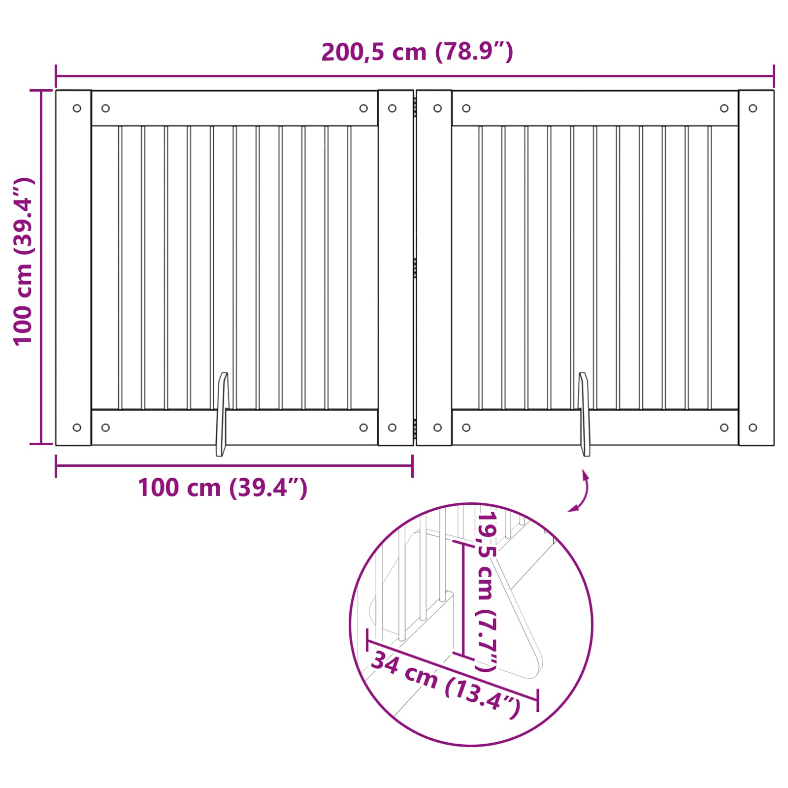 Πύλη Σκύλου με Στηρίγματα 2 pcs Sonoma Δρυς 100 x 100 cm - Pakobazaar
