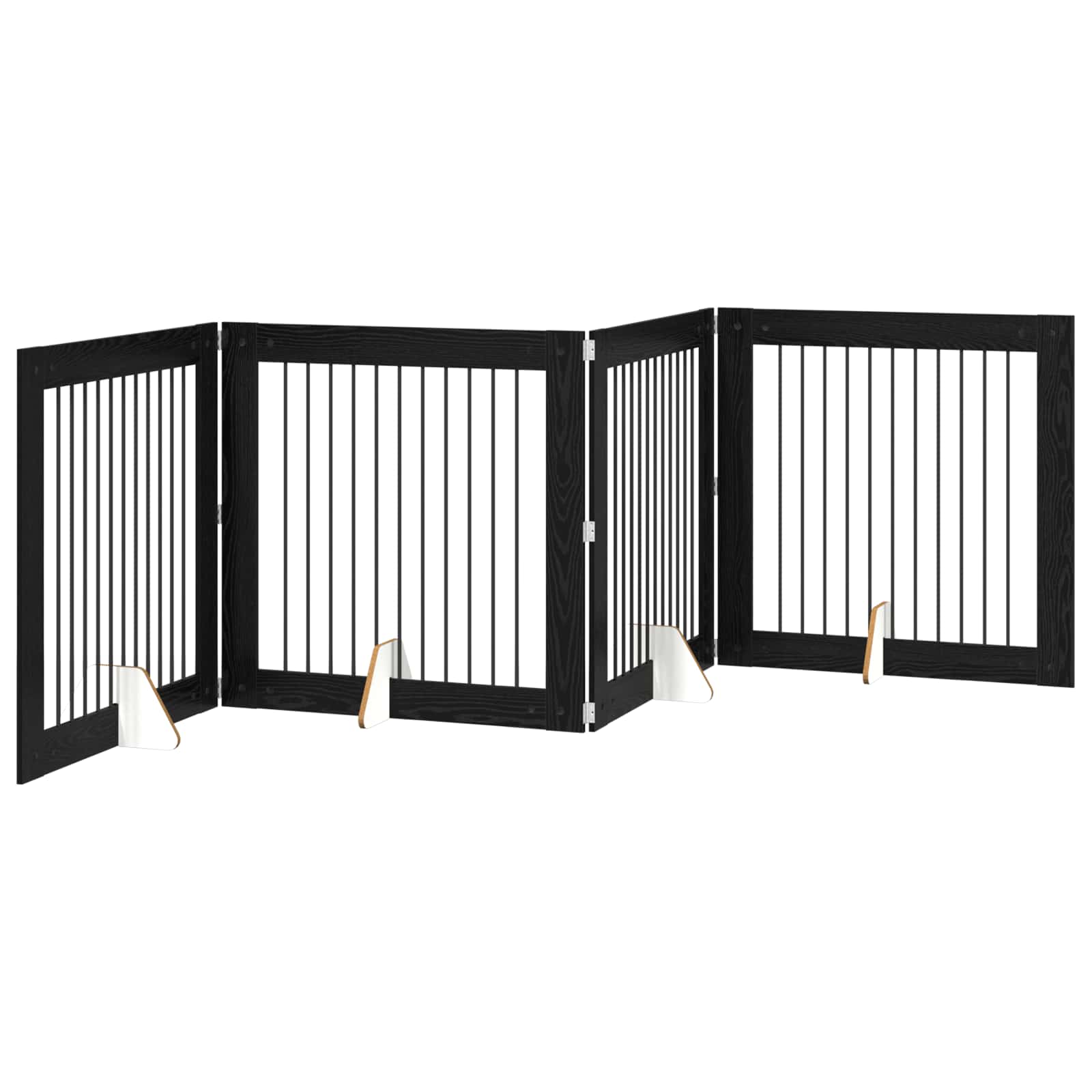Πύλη Σκύλου με Στηρίγματα 4 pcs Μαύρη Δρυς 100 x 100 cm - Pakobazaar