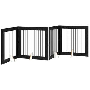 Πύλη Σκύλου με Στηρίγματα 4 pcs Μαύρη Δρυς 100 x 100 cm - Pakobazaar