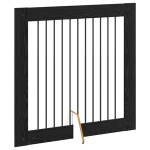 Πύλη Σκύλου με Στηρίγματα 4 pcs Μαύρη Δρυς 100 x 100 cm - Pakobazaar