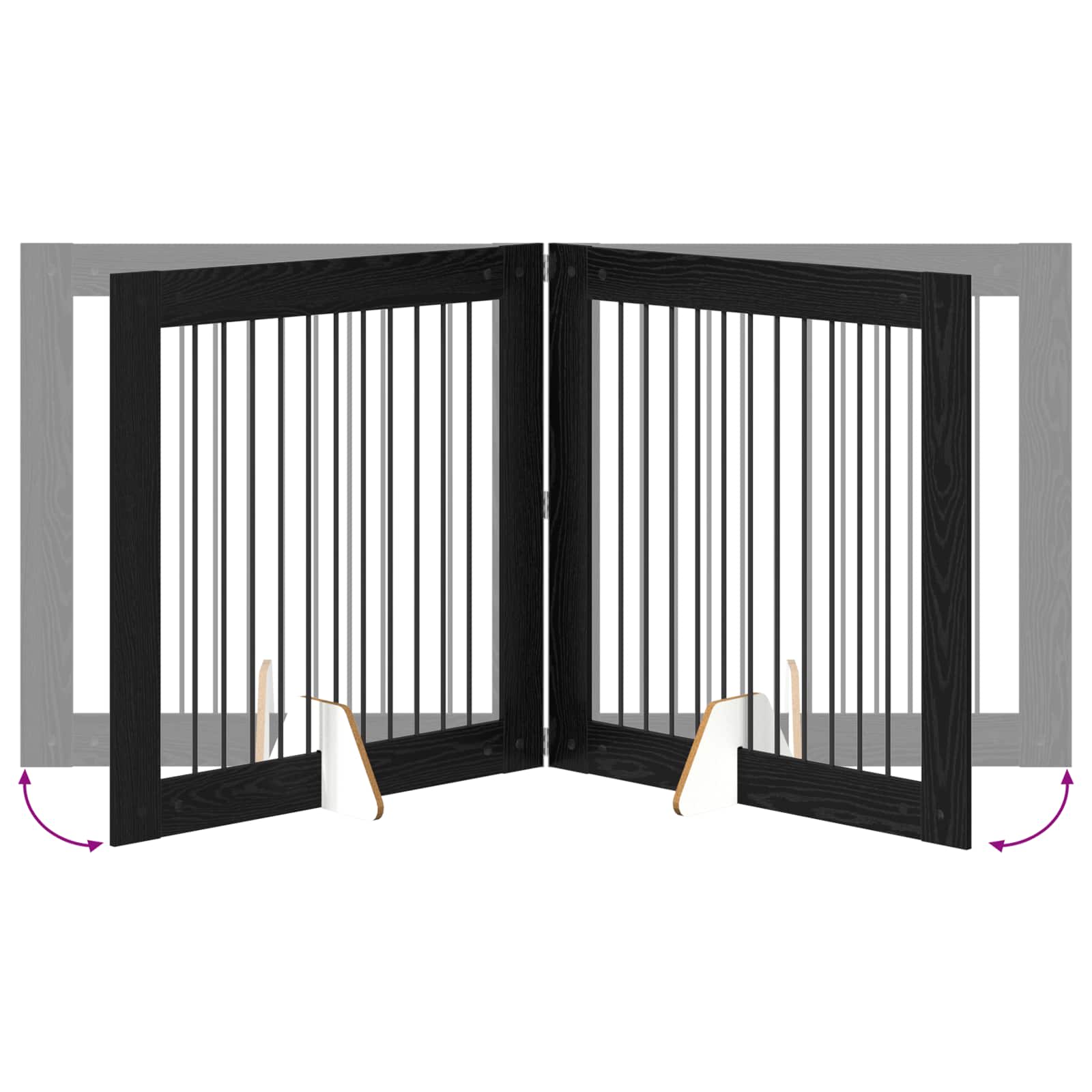 Πύλη Σκύλου με Στηρίγματα 4 pcs Μαύρη Δρυς 100 x 100 cm - Pakobazaar