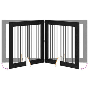 Πύλη Σκύλου με Στηρίγματα 4 pcs Μαύρη Δρυς 100 x 100 cm - Pakobazaar