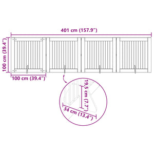 Πύλη Σκύλου με Στηρίγματα 4 pcs Μαύρη Δρυς 100 x 100 cm - Pakobazaar