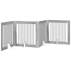 Πύλη Σκύλου με Στηρίγματα 4 pcs Γκρι Sonoma 100 x 100 cm - Pakobazaar